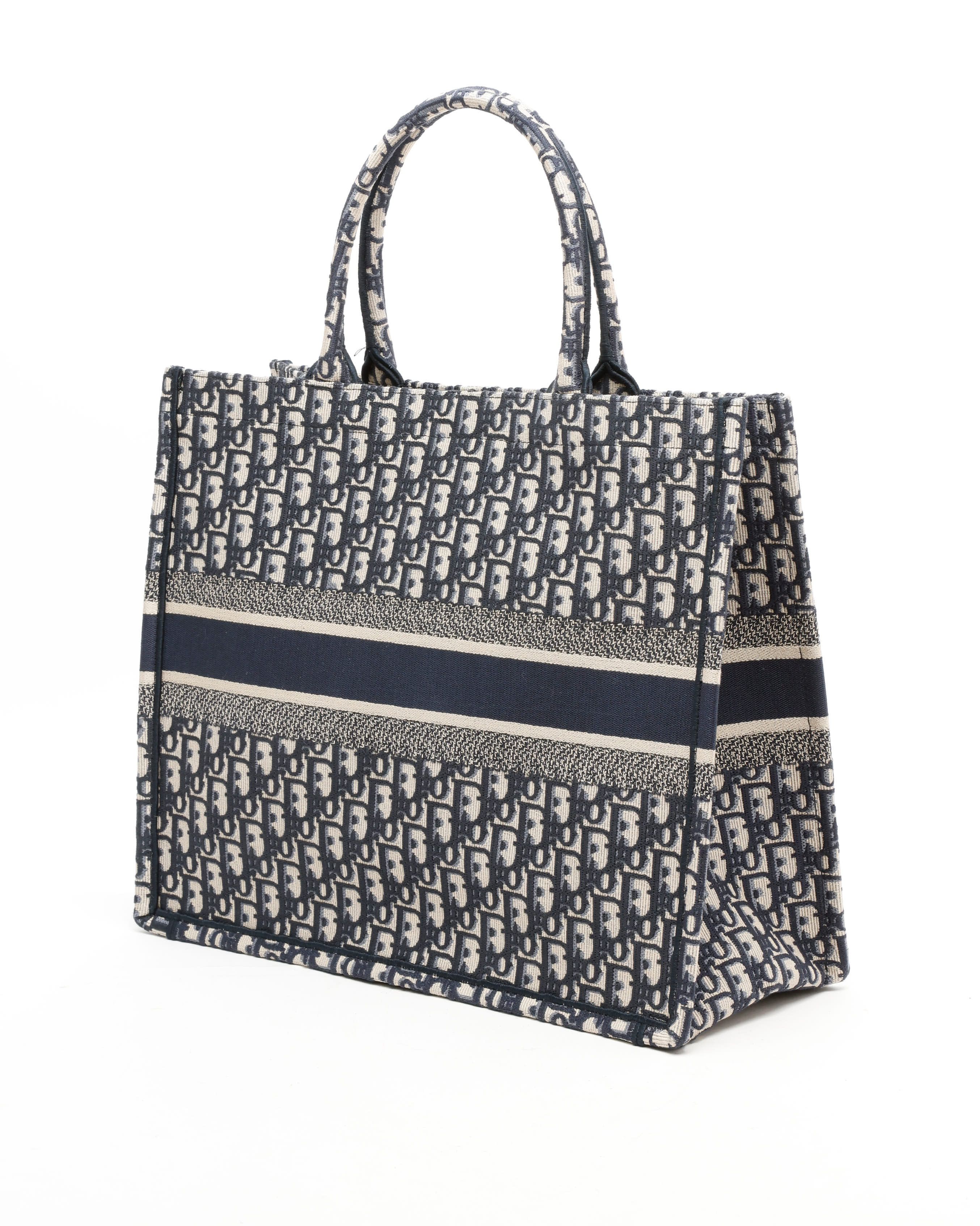 Dior Christian Large Oblique Book Tote Bag In Blue