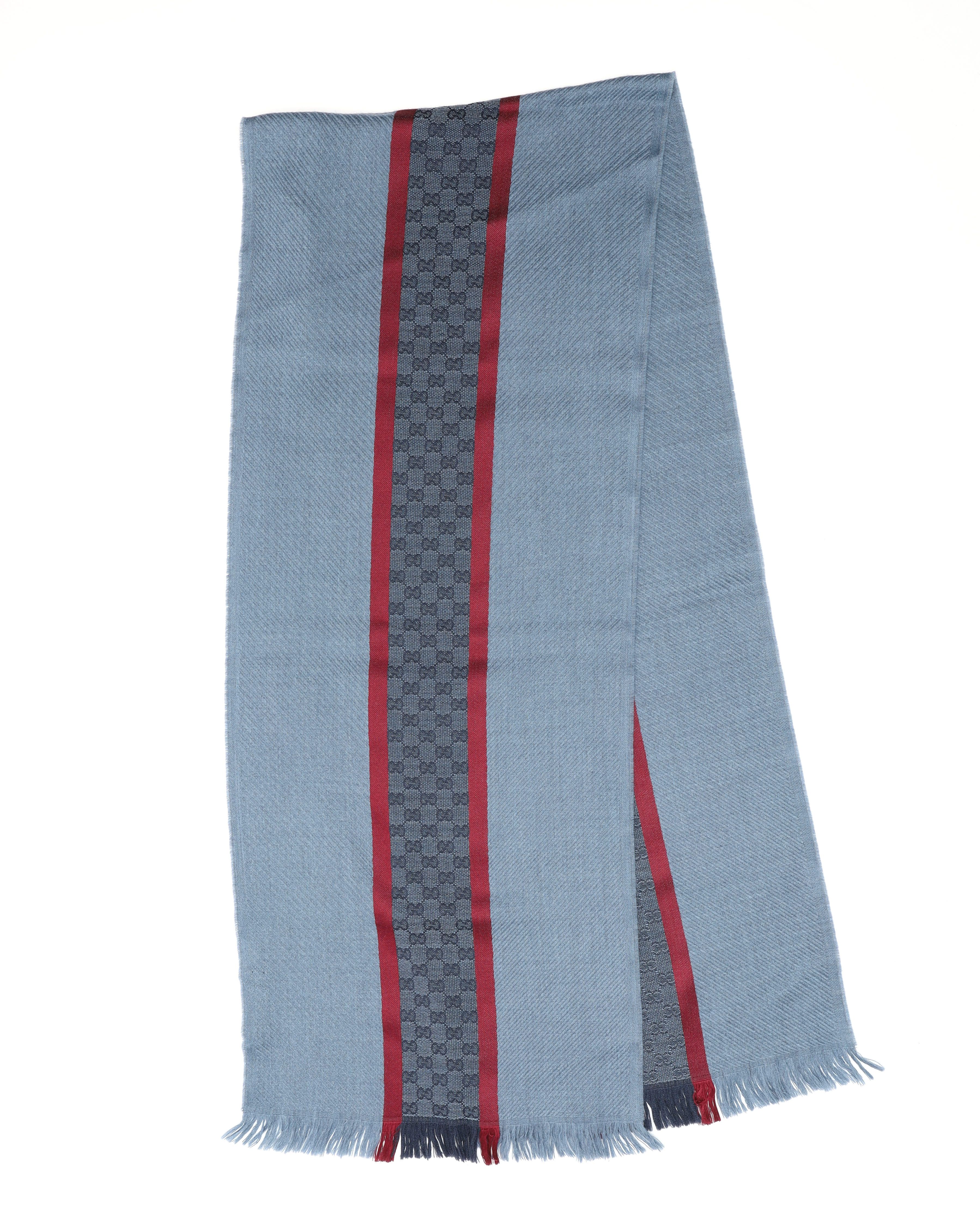 Gucci Gg Wool Scarf In Blue