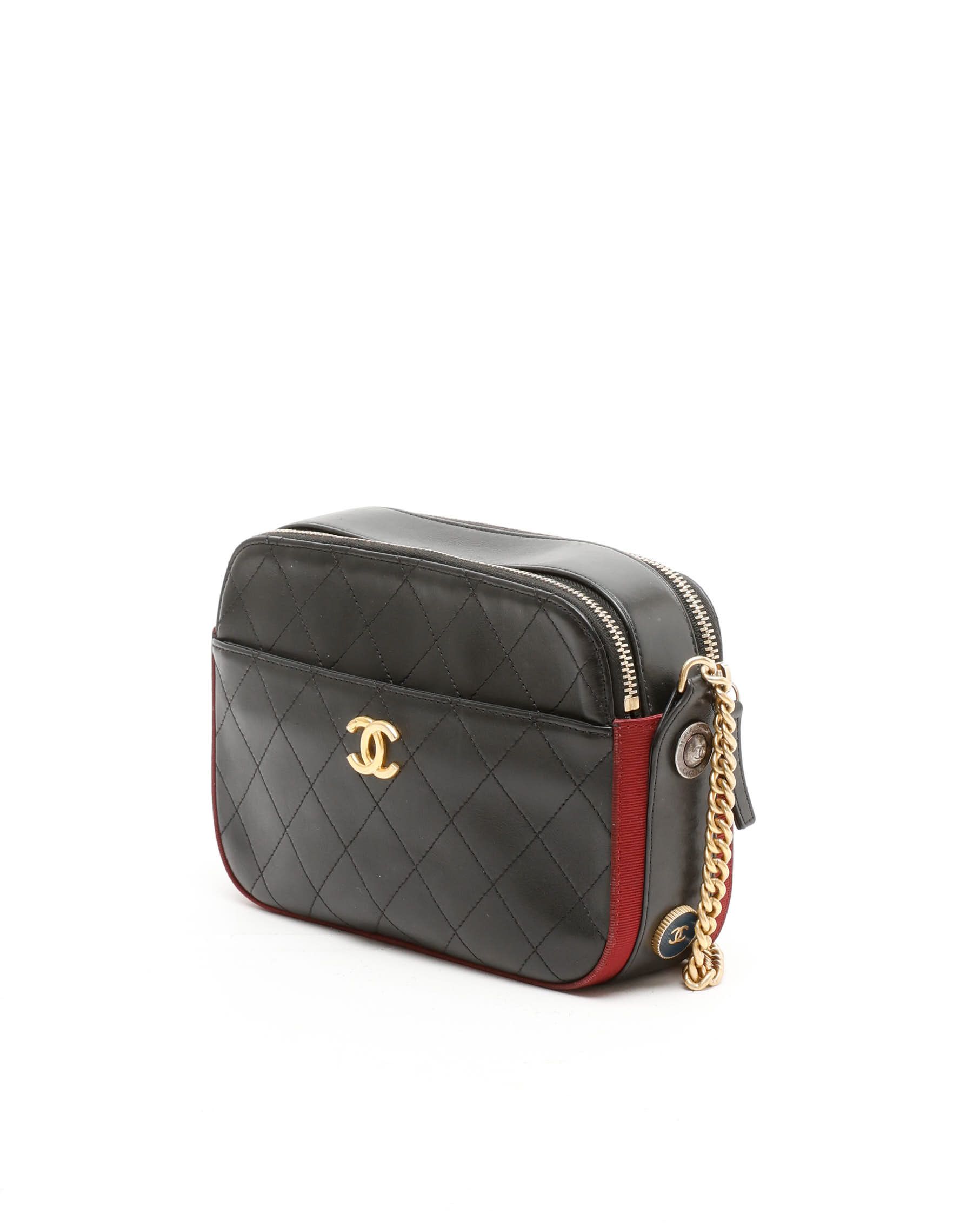 Pre-owned Chanel Button Up Camera Bag In Black