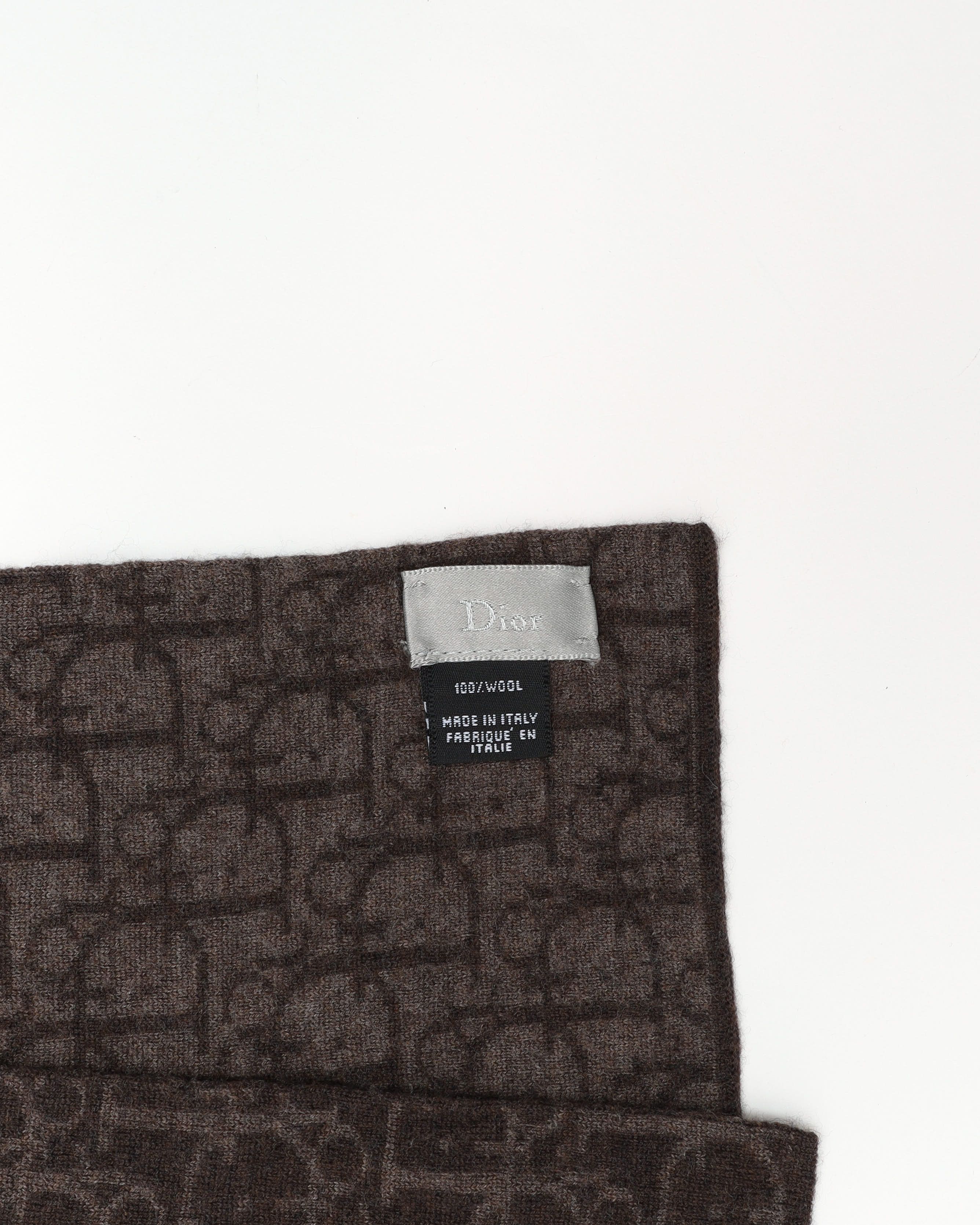 Dior Christian Trotter Wool Scarf In Brown