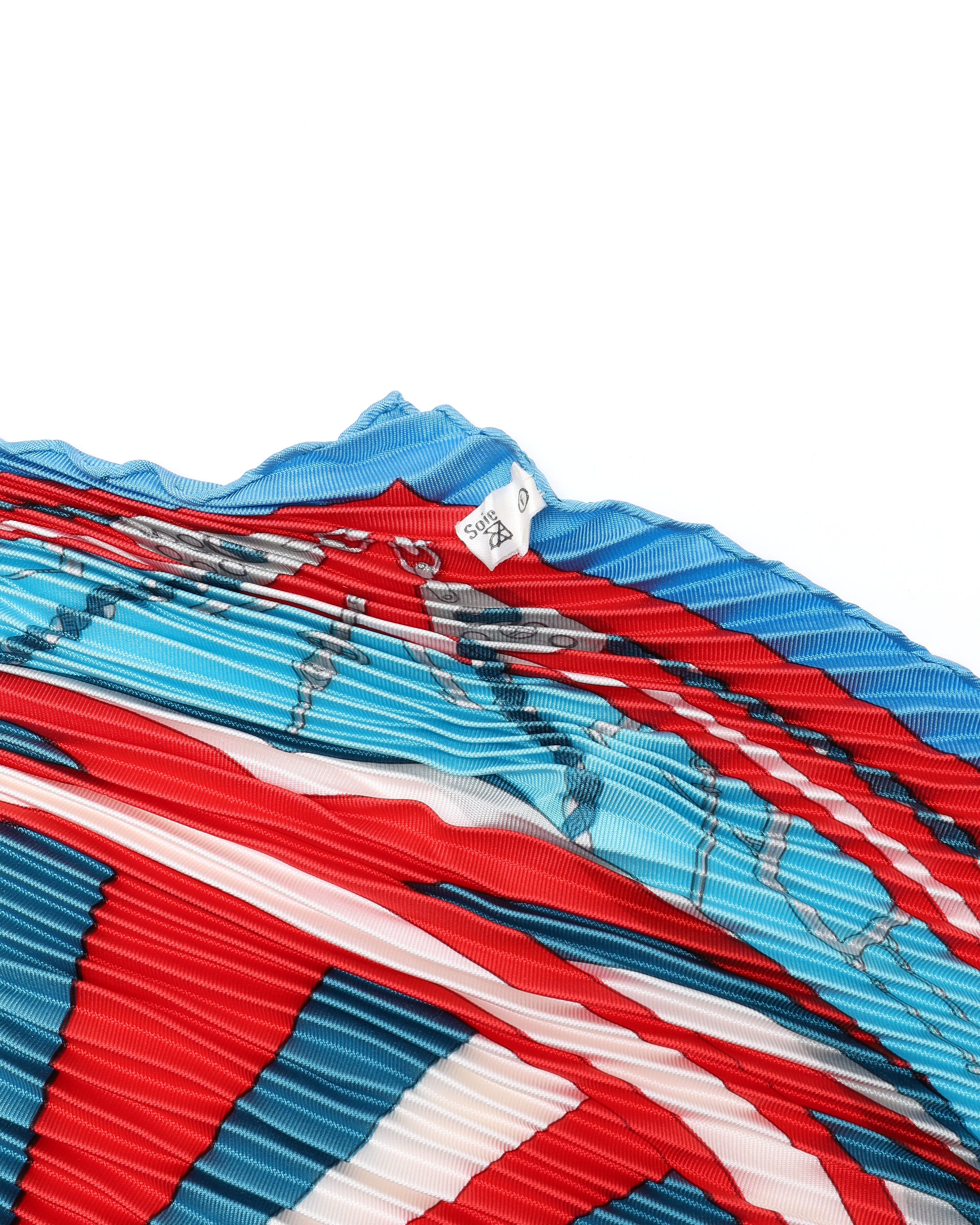 Pre-owned Hermes Hermès 140 Pleated Silk Scarf In Multi