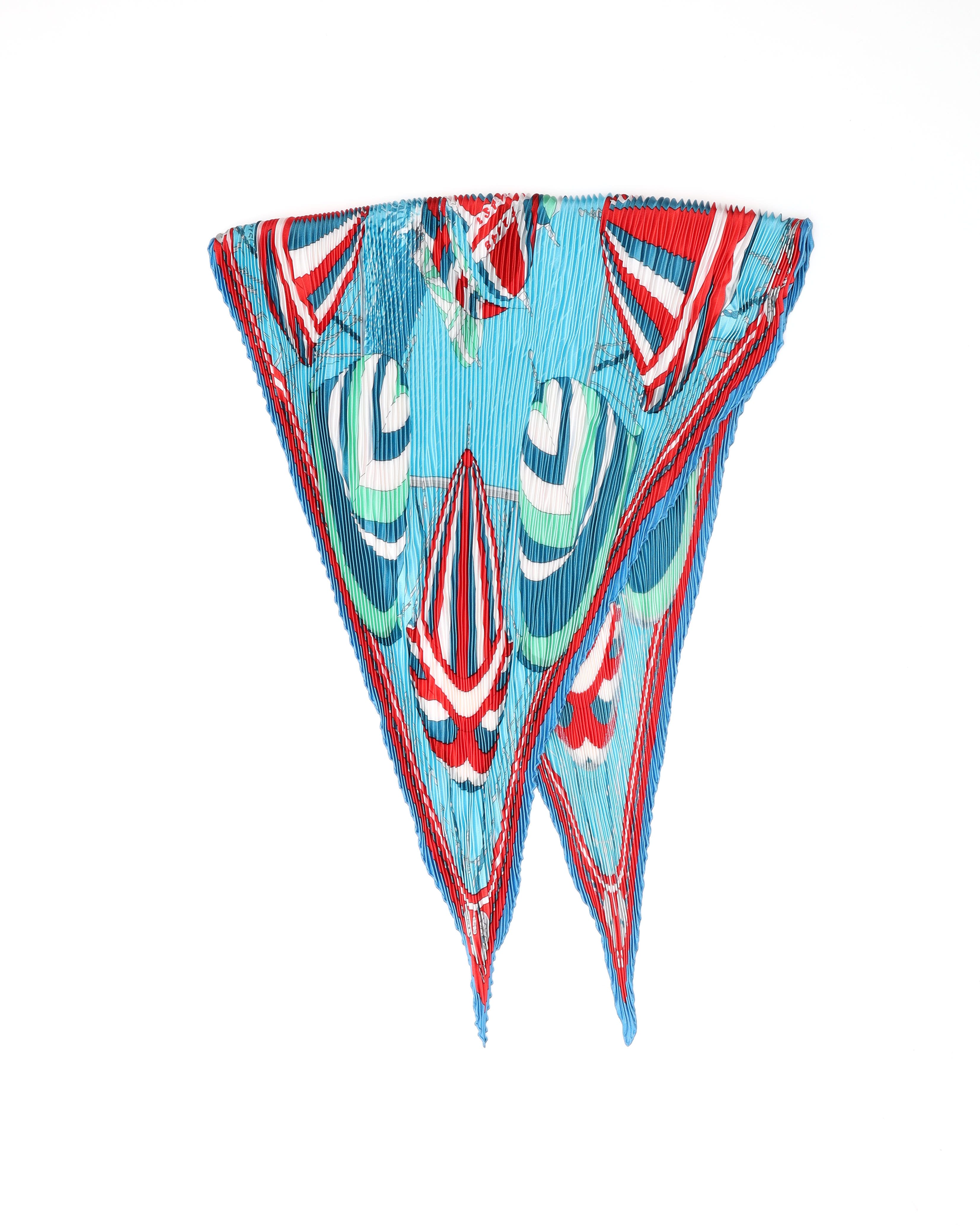 Pre-owned Hermes Hermès 140 Pleated Silk Scarf In Multi