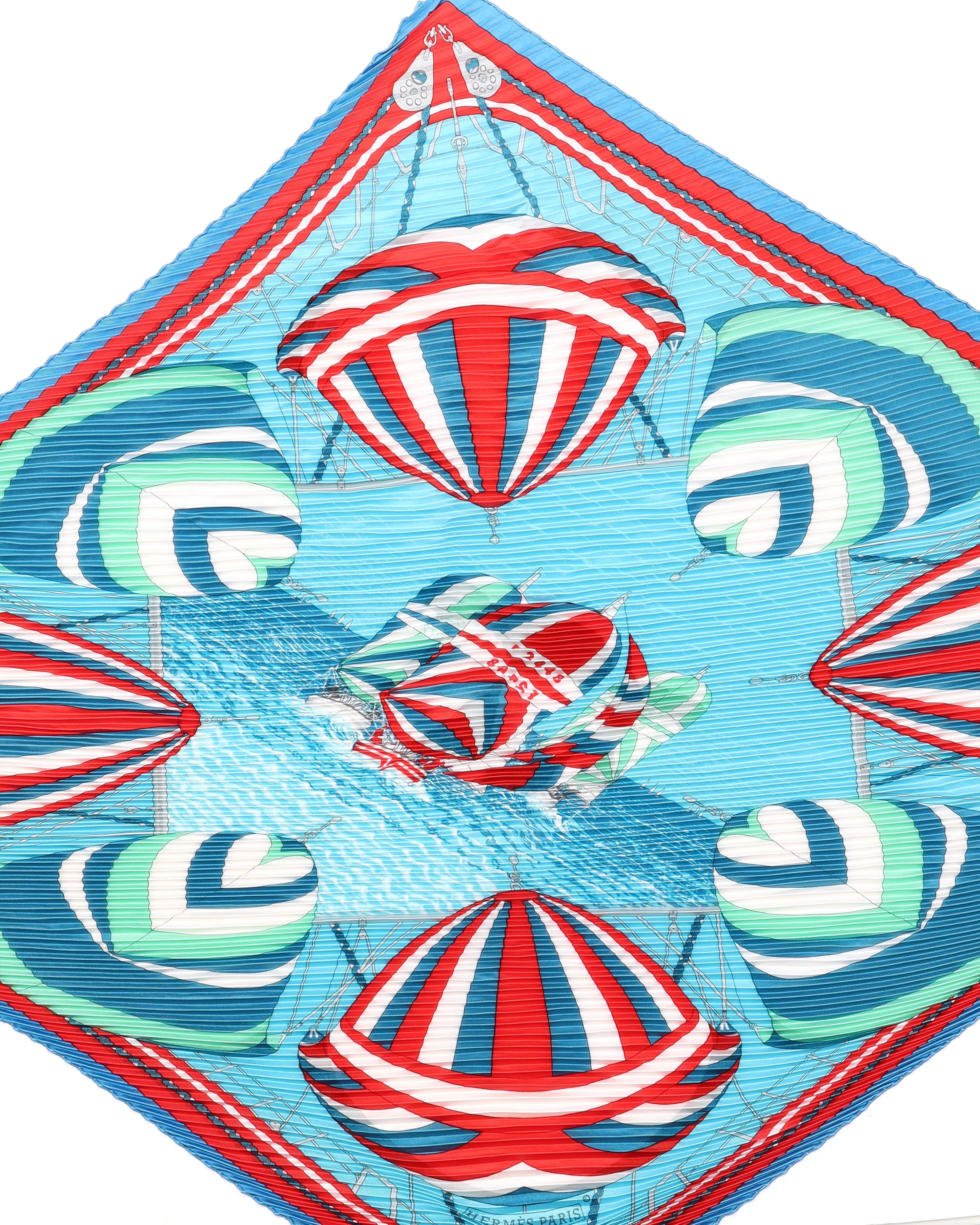 Pre-owned Hermes Hermès 140 Pleated Silk Scarf In Multi