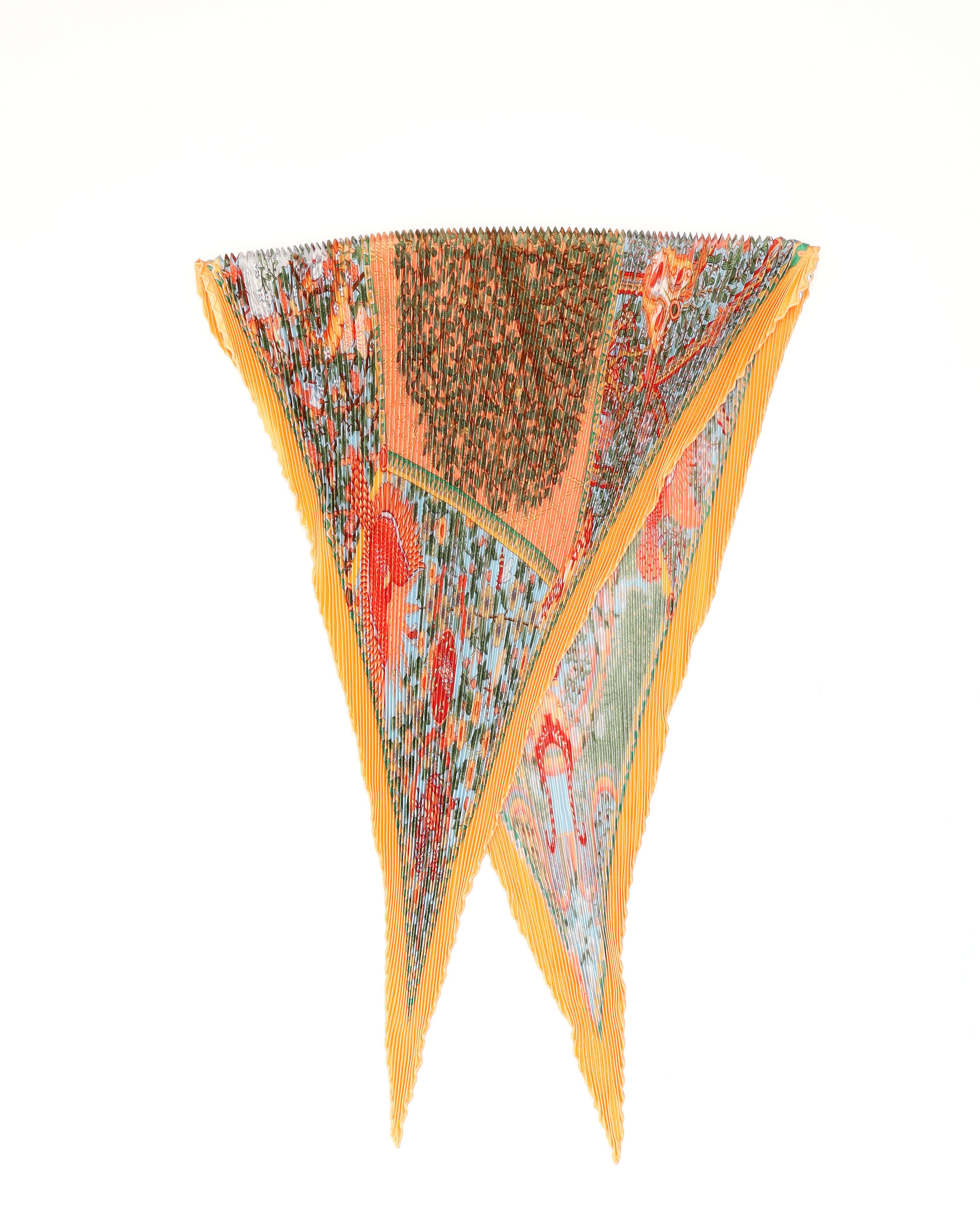 Pre-owned Hermes Hermès 140 Pleated Silk Scarf In Multi
