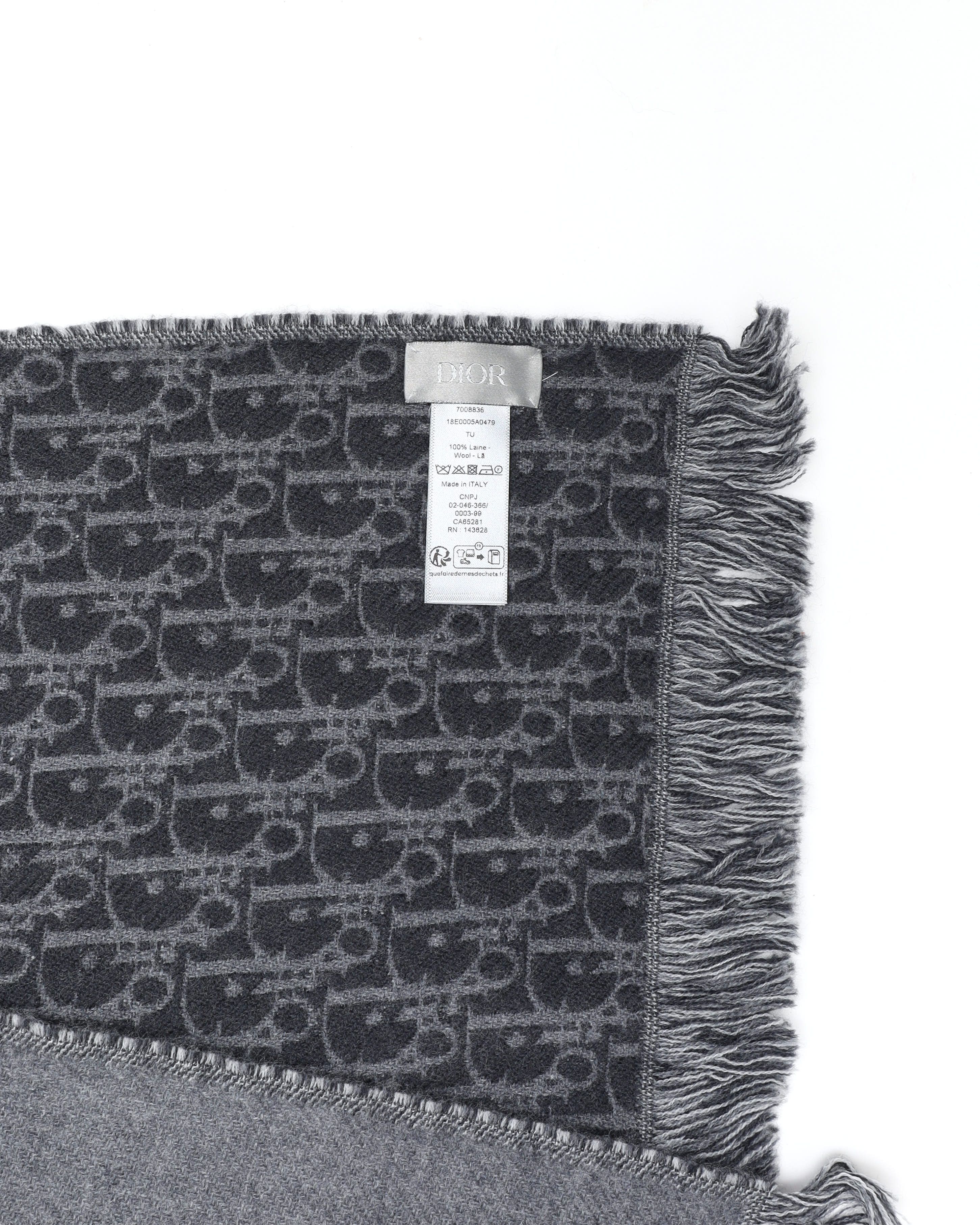 Dior Christian  Oblique Wool Scarf In Gray