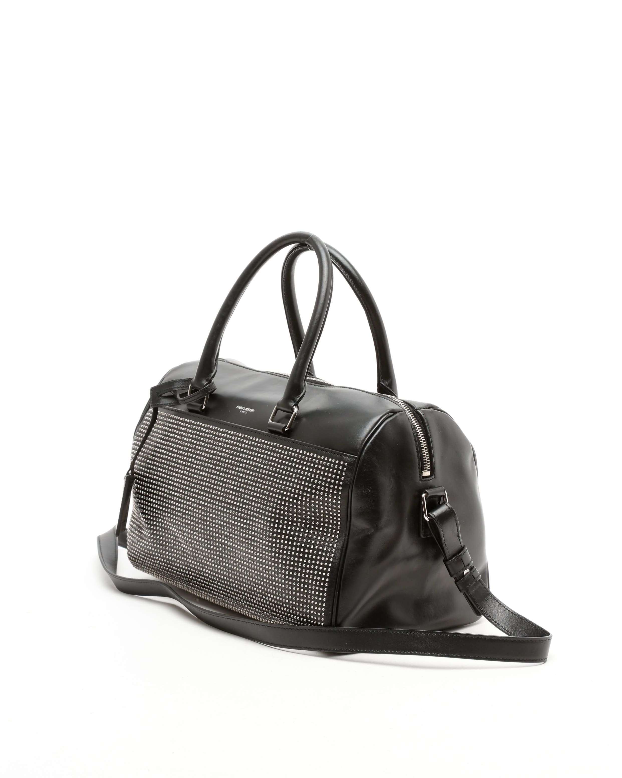 Saint Laurent Studded Paris Baby Duffle Bag In Black