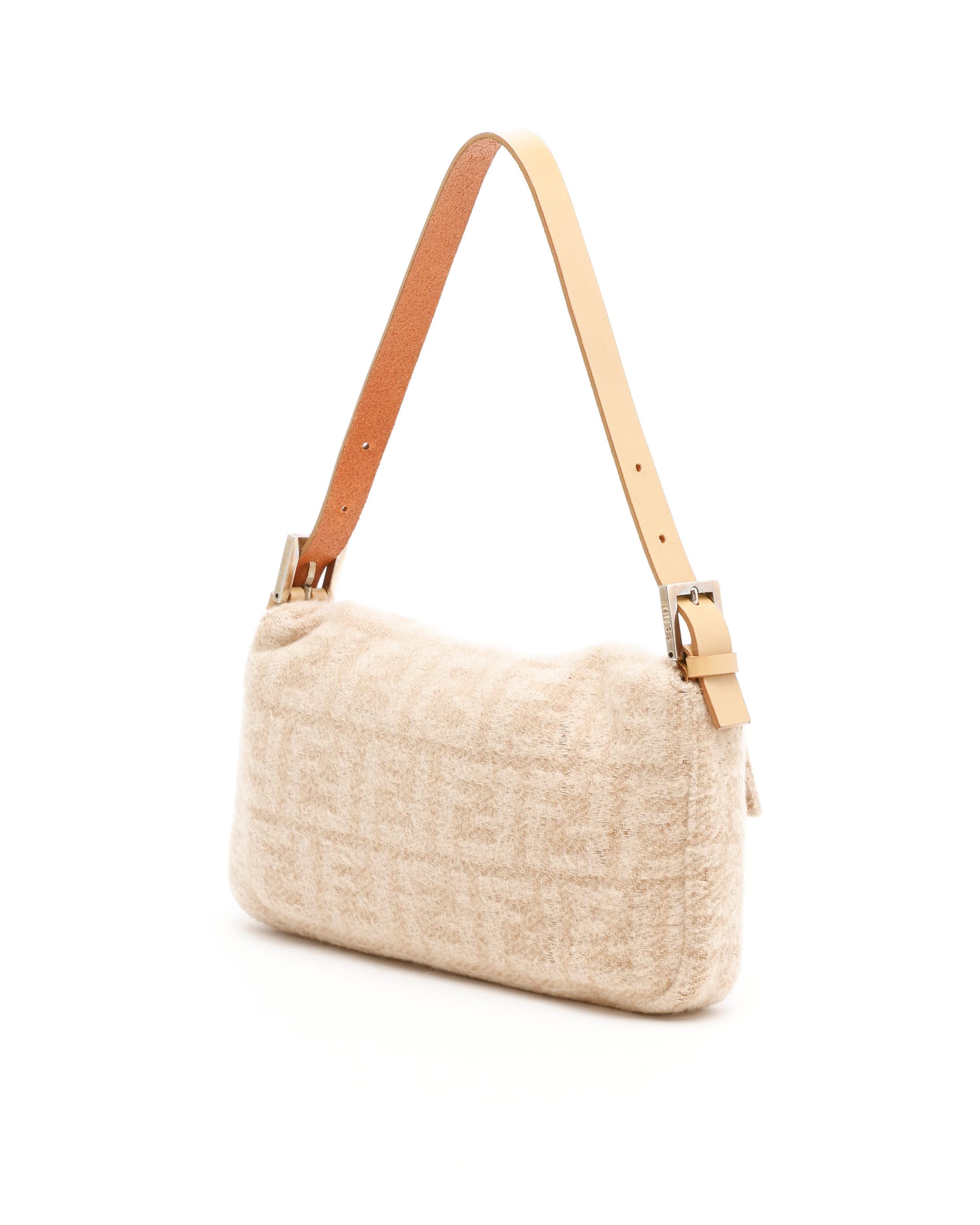 Fendi Wool Baguette Bag In Neutral