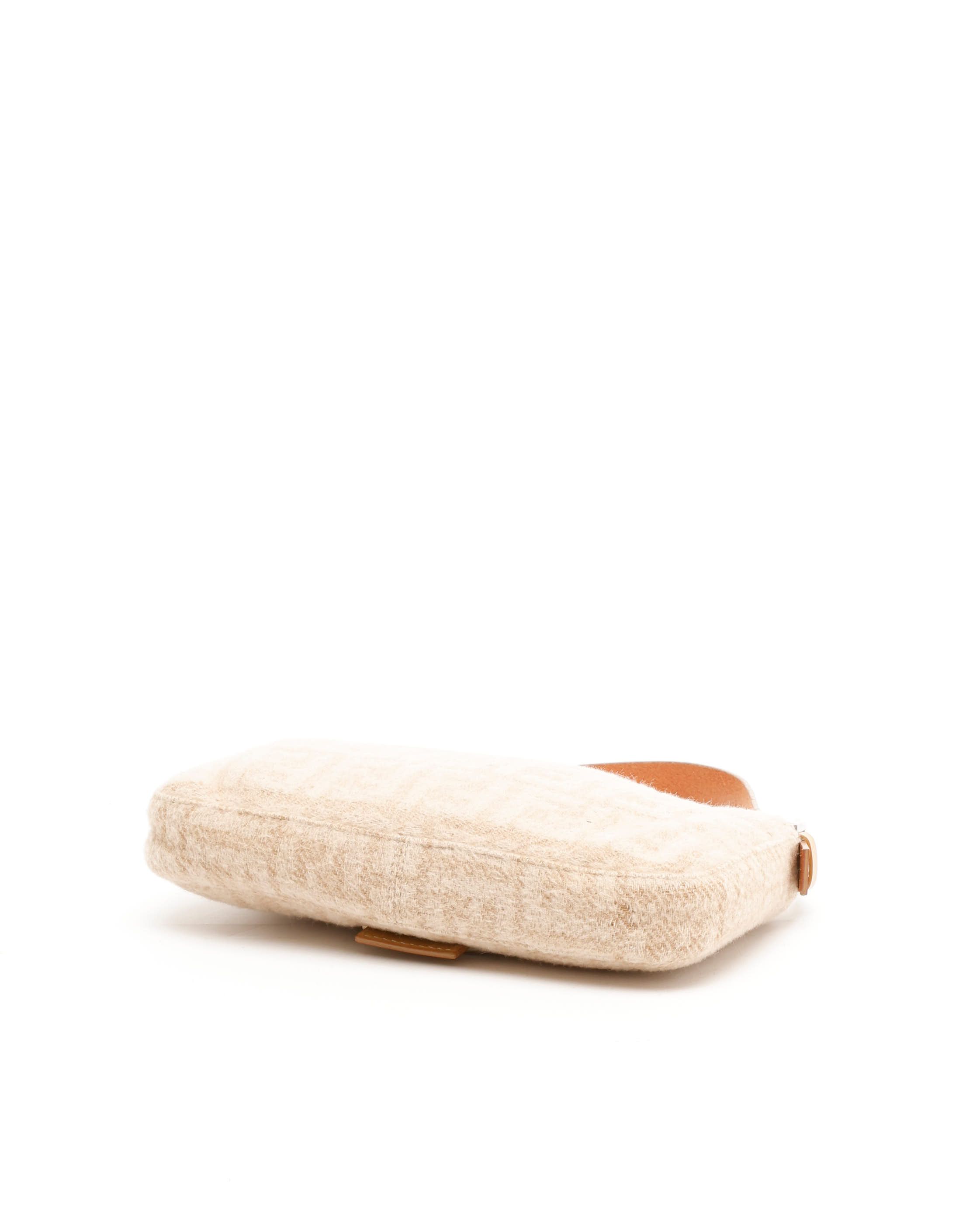Fendi Wool Baguette Bag In Neutral