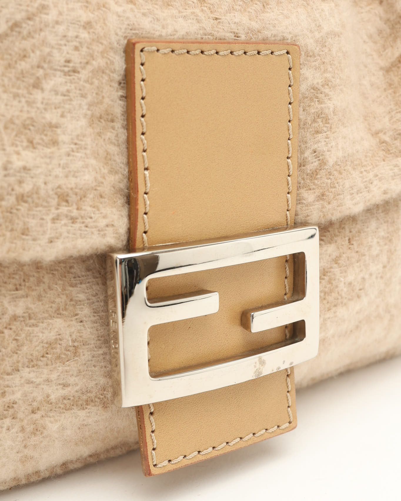 Fendi Wool Baguette Bag In Neutral