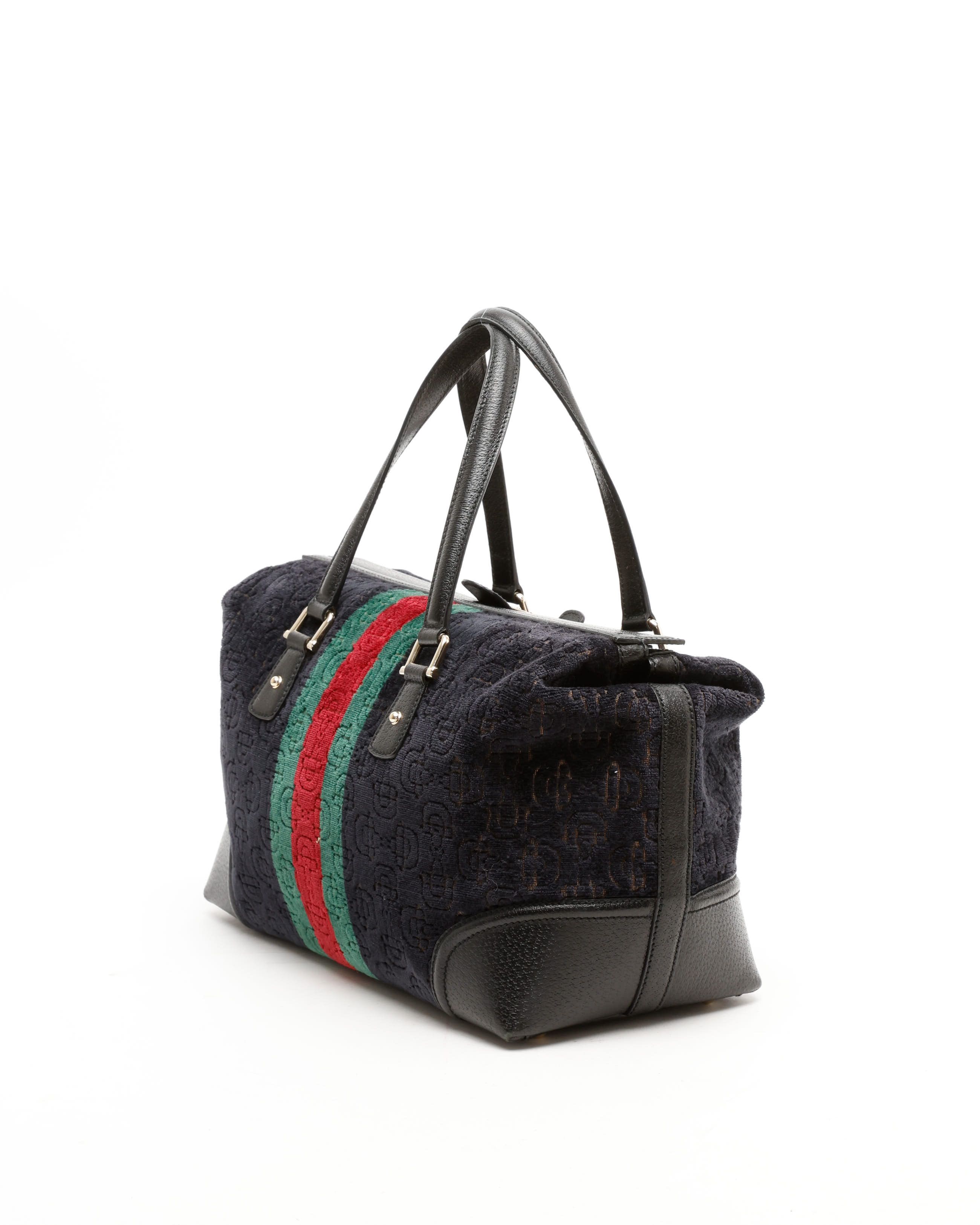 Gucci Velvet Treasure Boston Shoulder Bag In Black