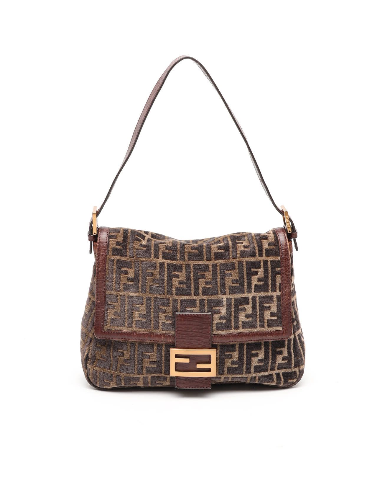 Fendi Zucca Velvet Mamma Bag In Brown