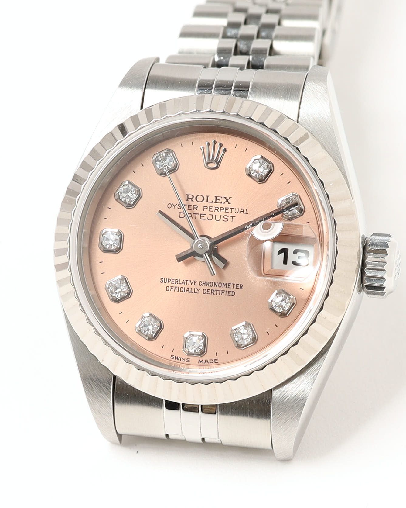 Rolex Lady-datejust 26mm Ref 69174 1993 Diamond Dial Watch In Metallic