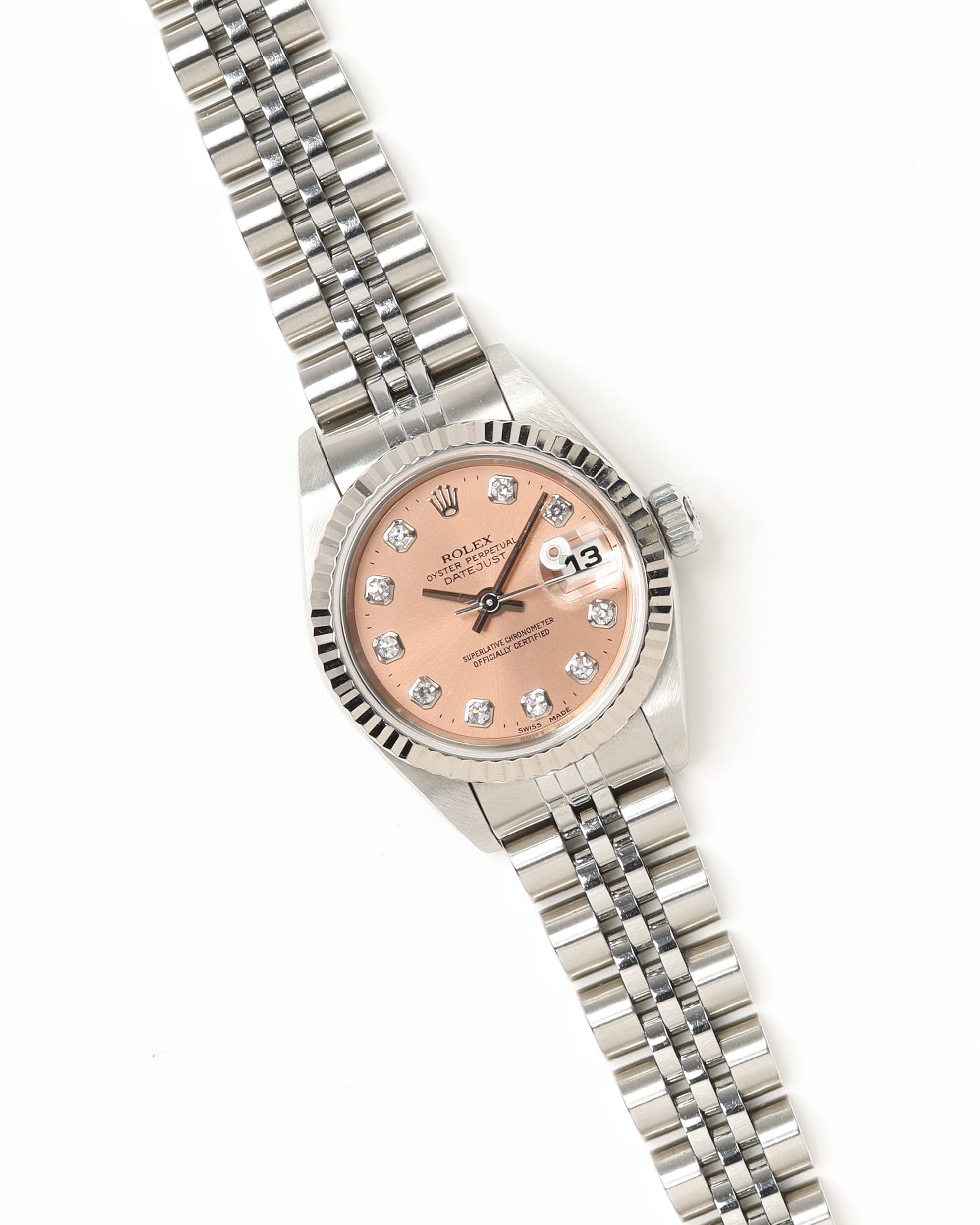 Rolex Lady-datejust 26mm Ref 69174 1993 Diamond Dial Watch In Metallic