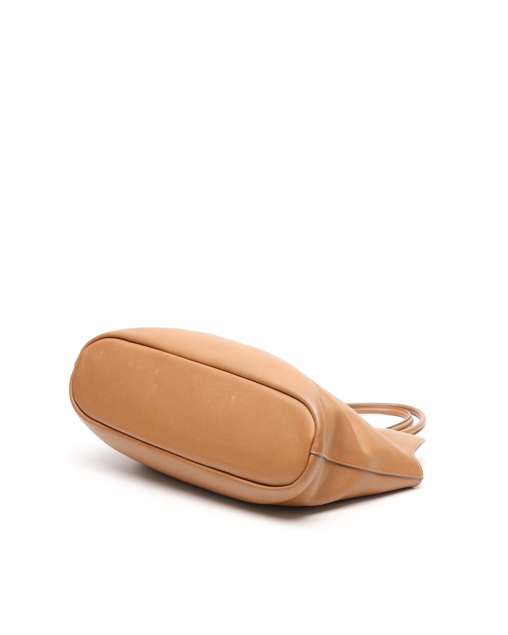 Prada Large Logo-stamp Soft Tote Bag In Brown