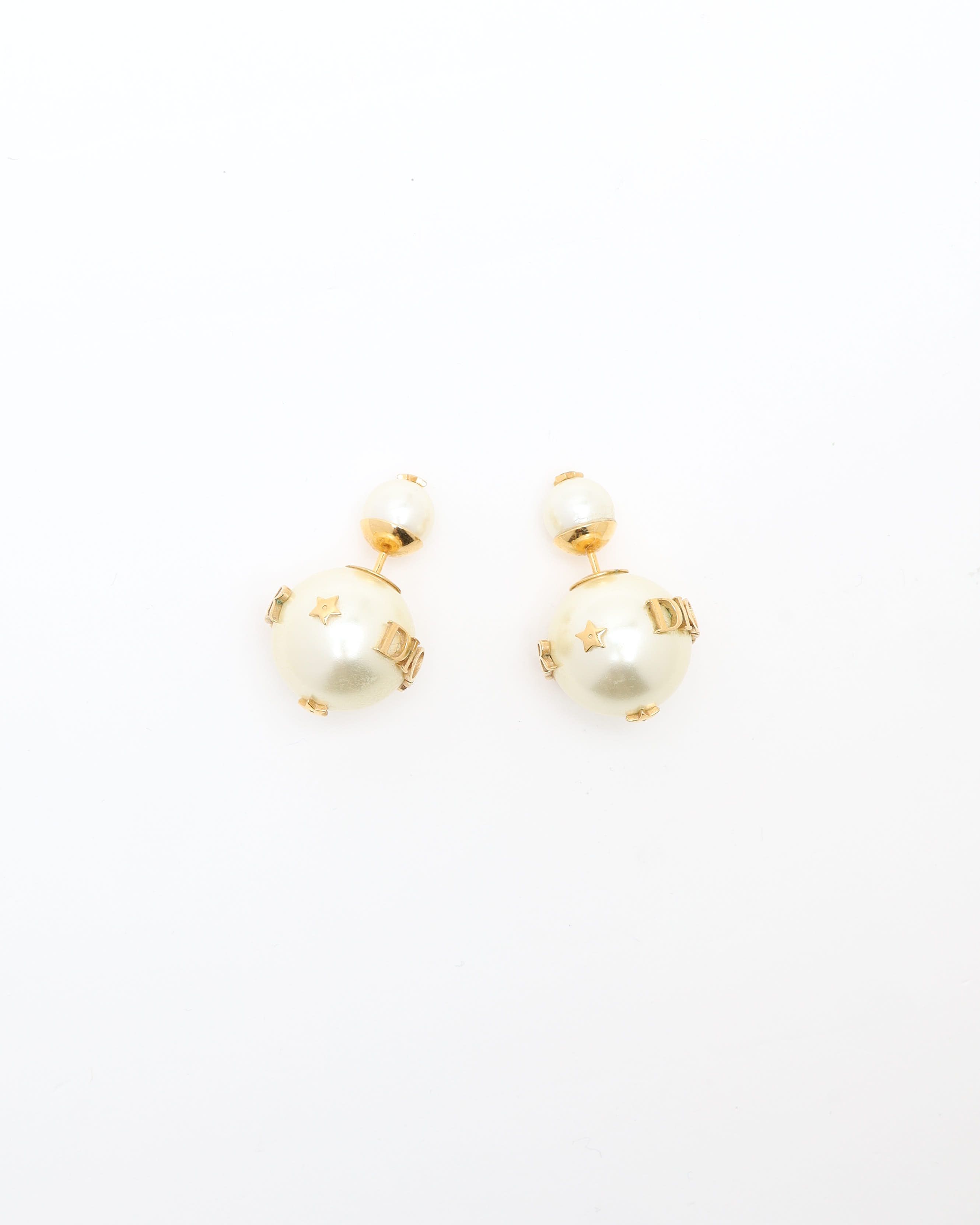 Dior Christian Pearl Tribales Earrings In Brown