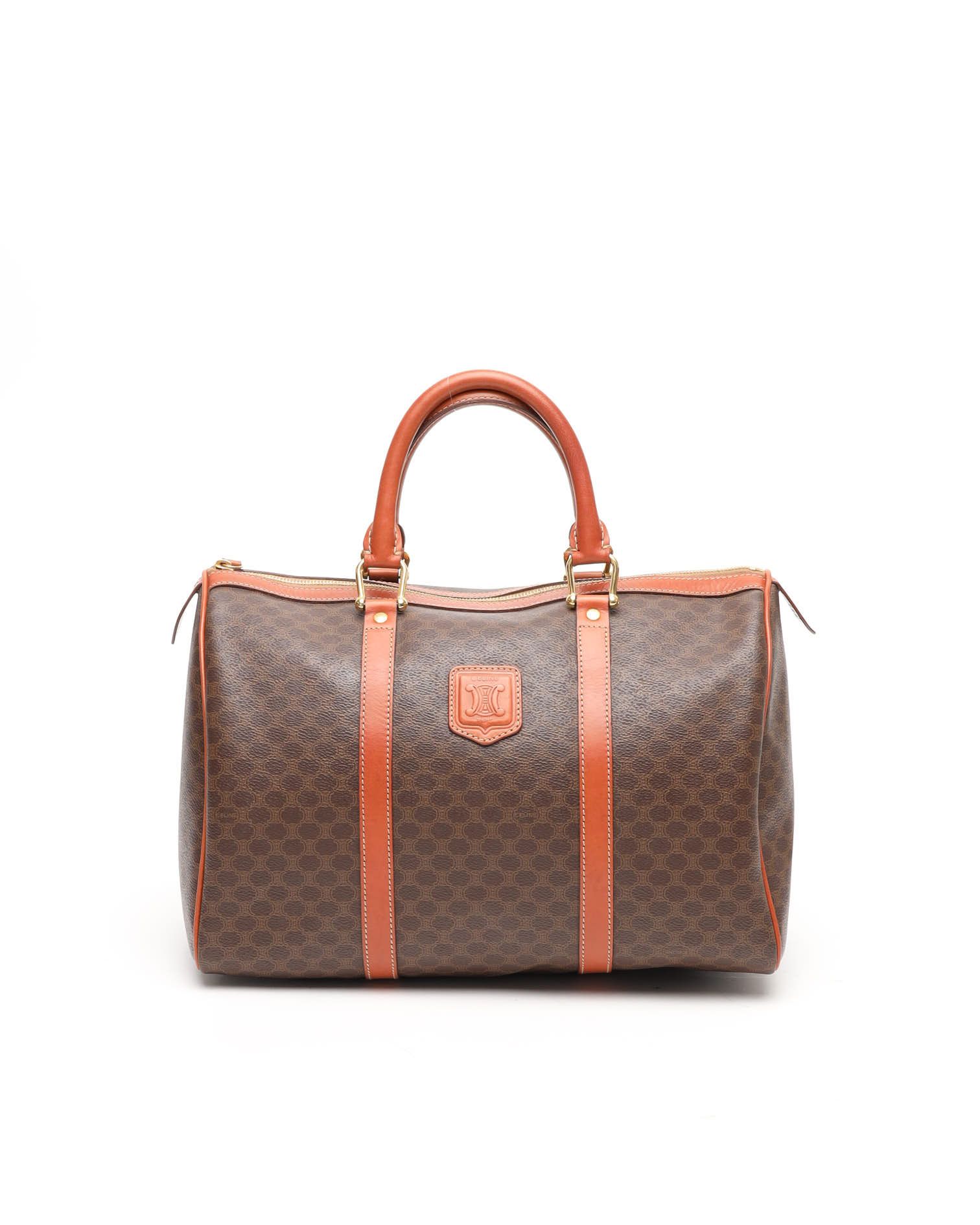 Celine Céline Macadam Boston Bag In Brown