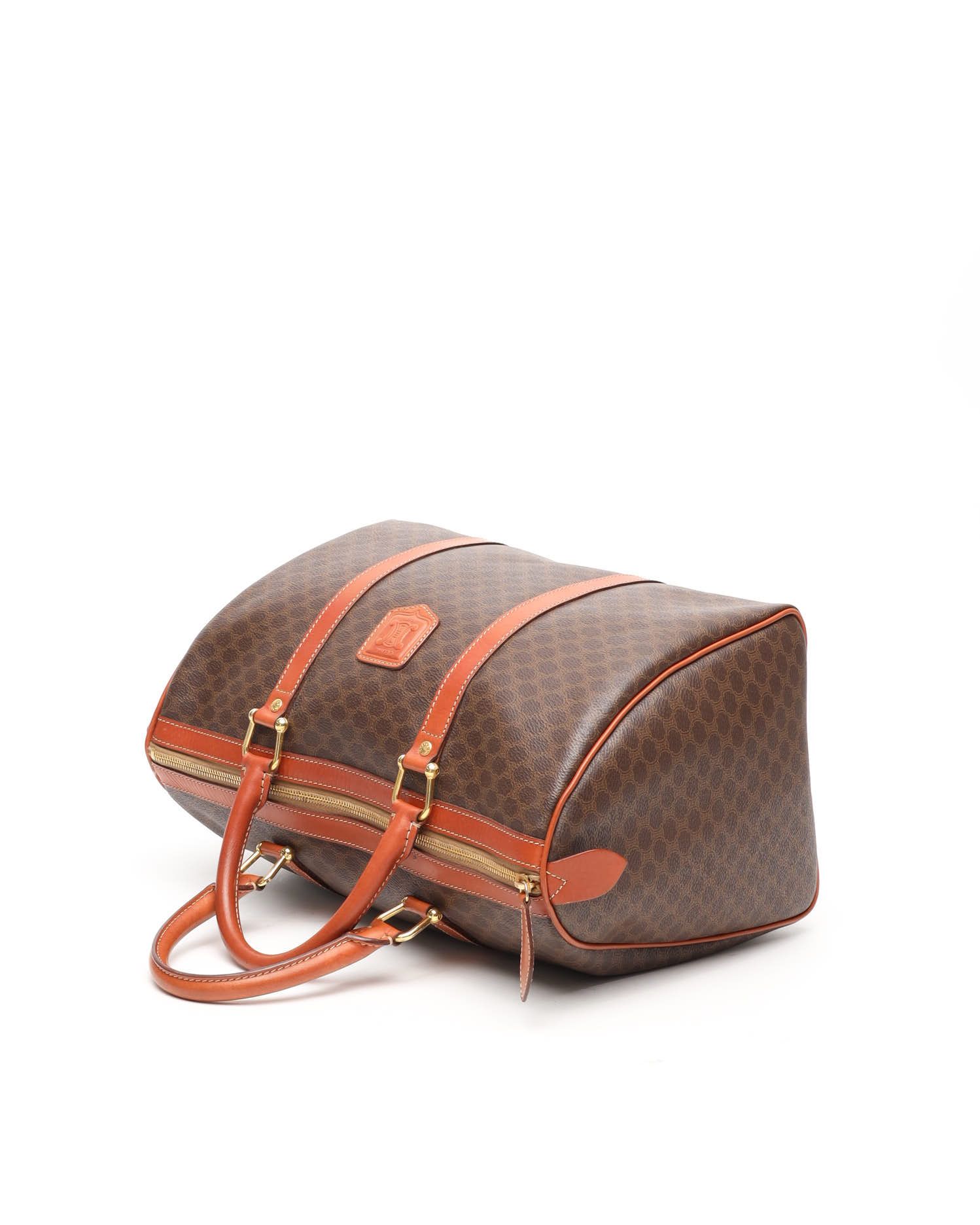 Celine Céline Macadam Boston Bag In Brown