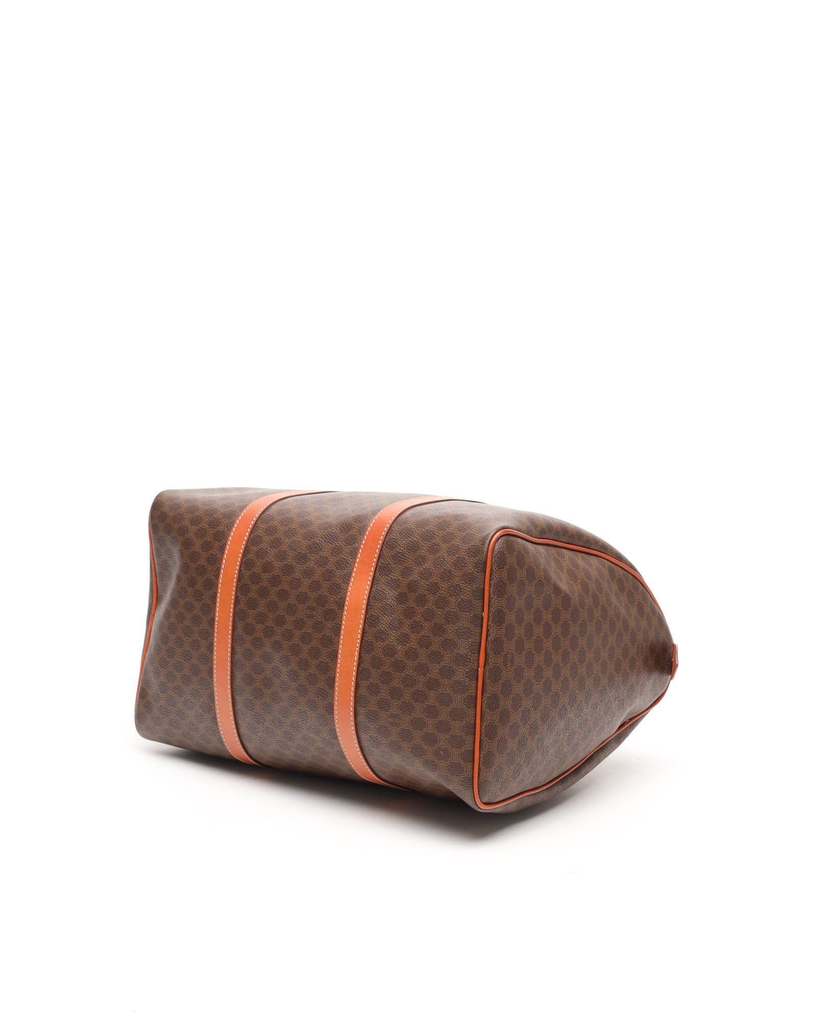 Celine Céline Macadam Boston Bag In Brown