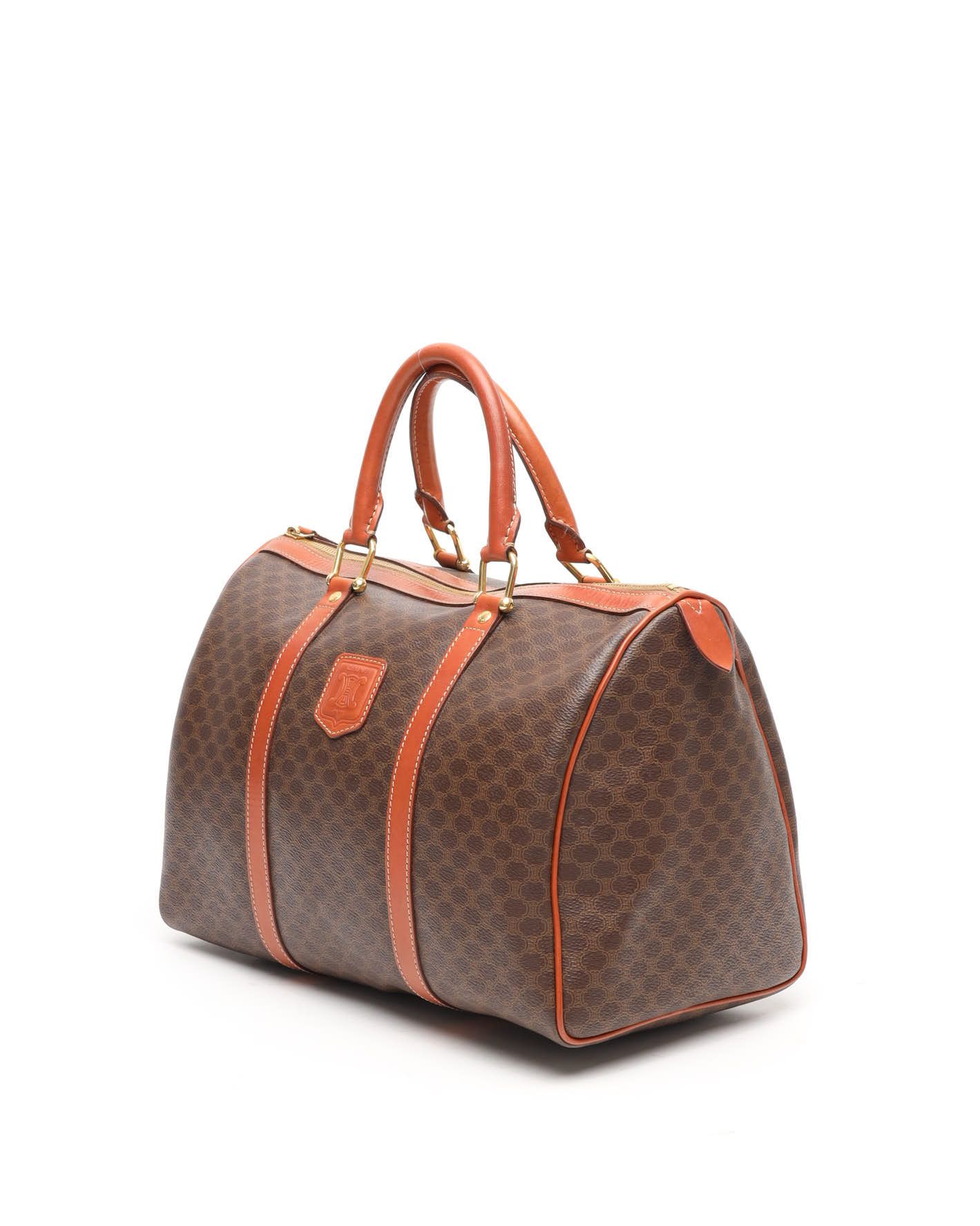 Celine Céline Macadam Boston Bag In Brown