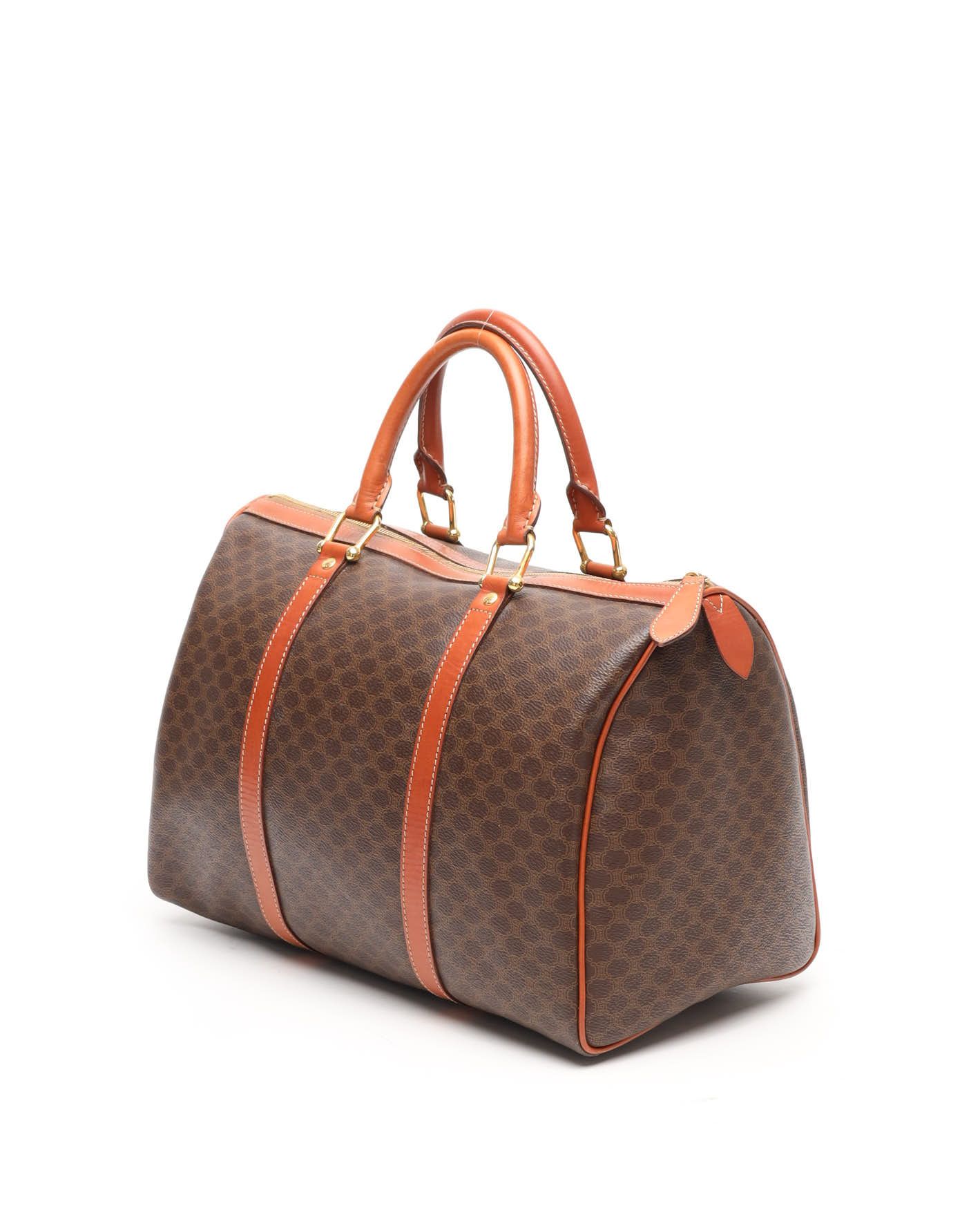 Celine Céline Macadam Boston Bag In Brown