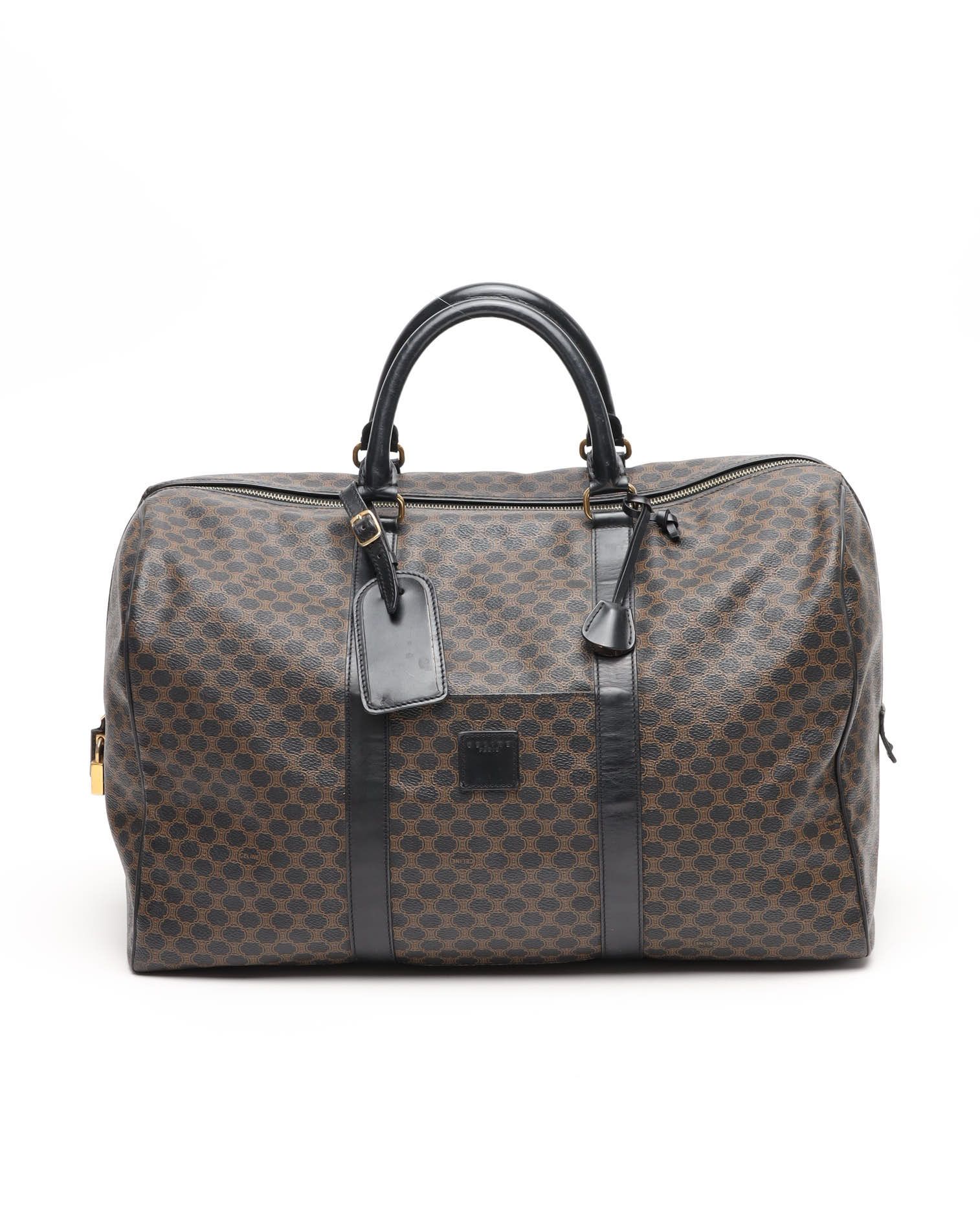 Celine Céline Macadam Boston Bag In Brown