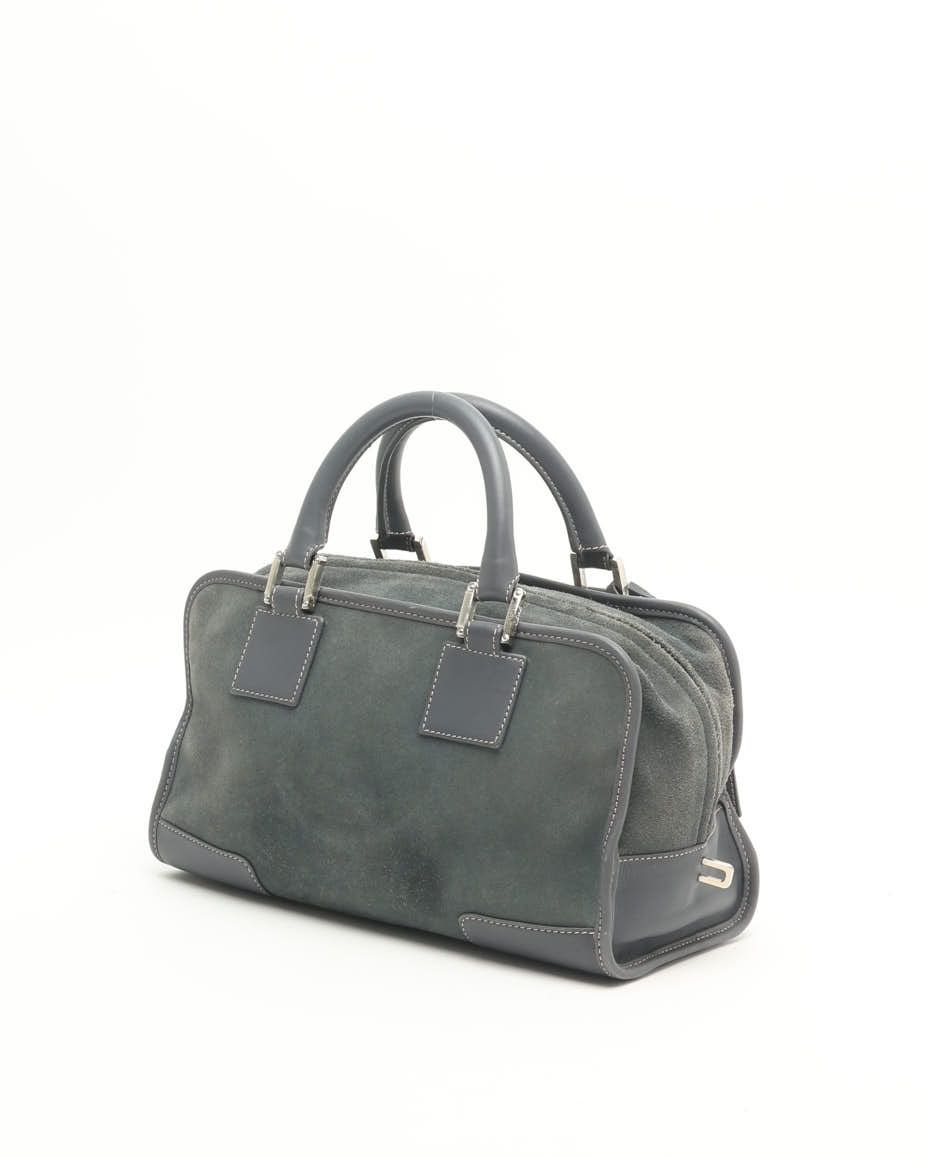 Loewe Suede Amazona Bag In Gray