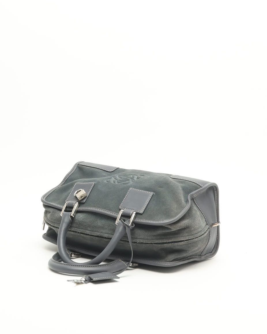 Loewe Suede Amazona Bag In Gray