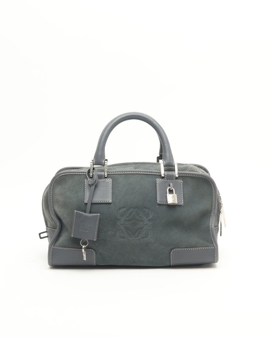 Loewe Suede Amazona Bag In Gray