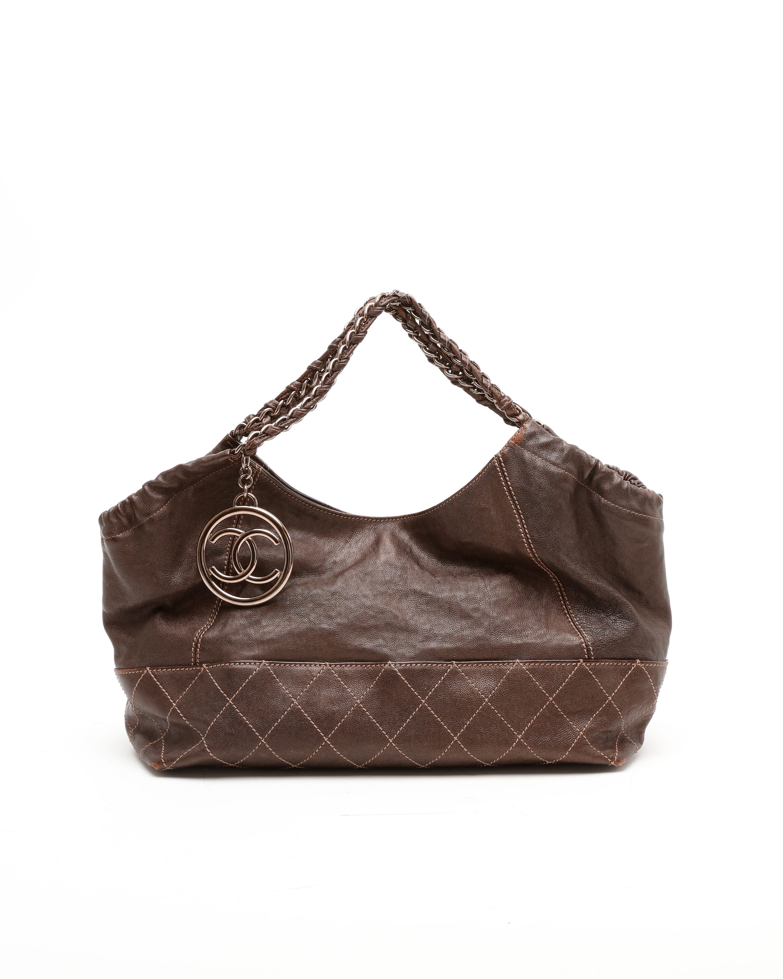 Pre-owned Chanel Cc Caviar Coco Cabas Hobo Bag In Brown