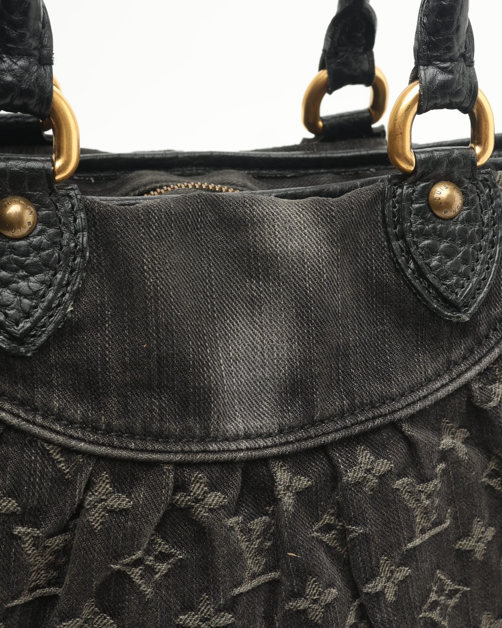 Pre-owned Louis Vuitton Monogram Denim Neo Cabby Gm Bag In Black