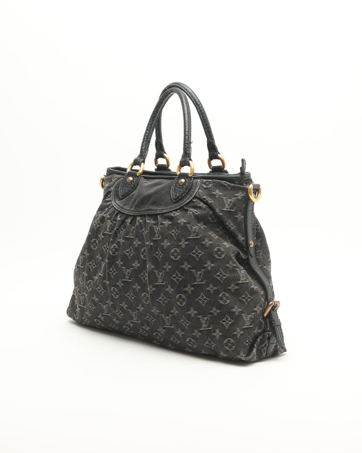 Pre-owned Louis Vuitton Monogram Denim Neo Cabby Gm Bag In Black