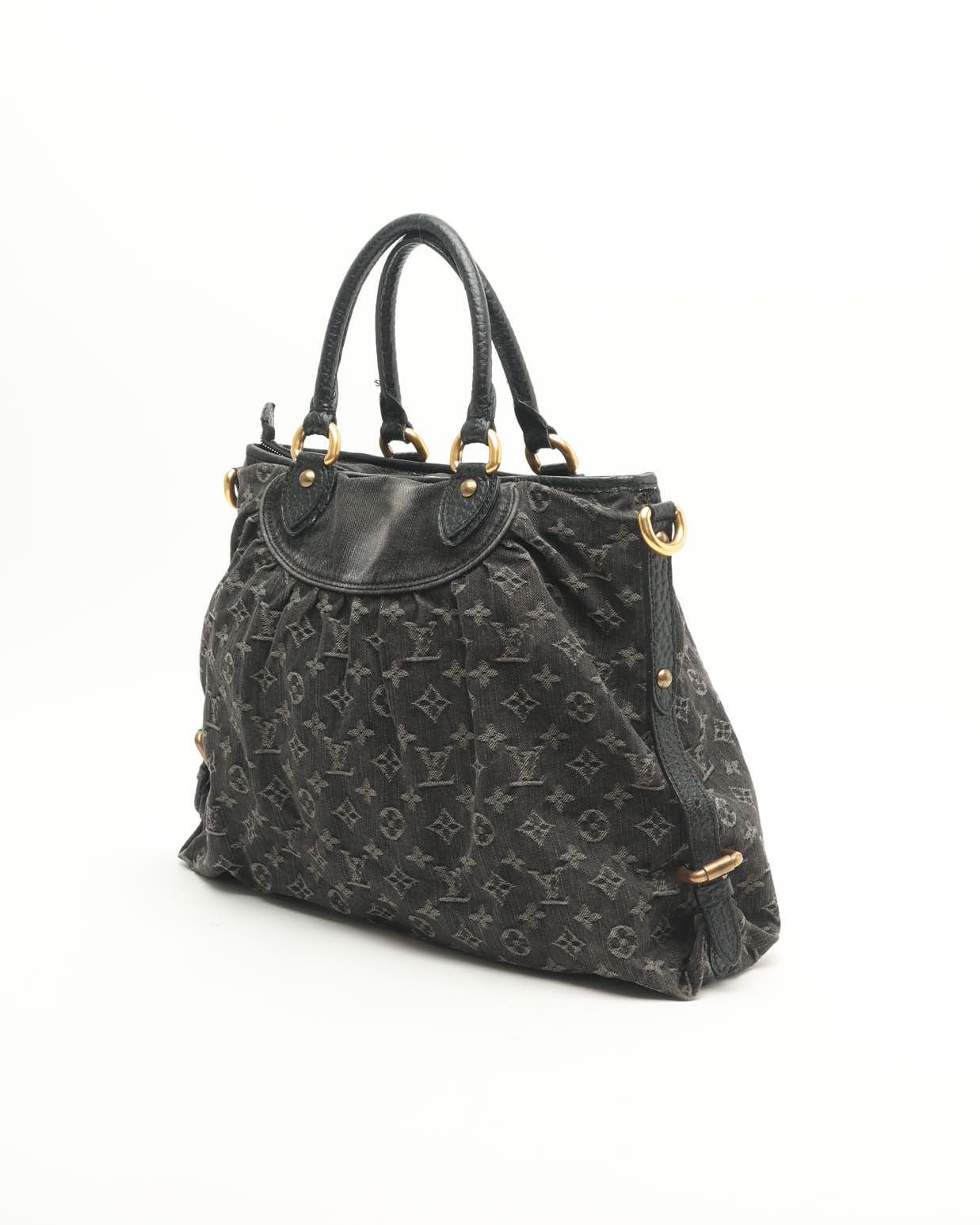 Pre-owned Louis Vuitton Monogram Denim Neo Cabby Gm Bag In Black