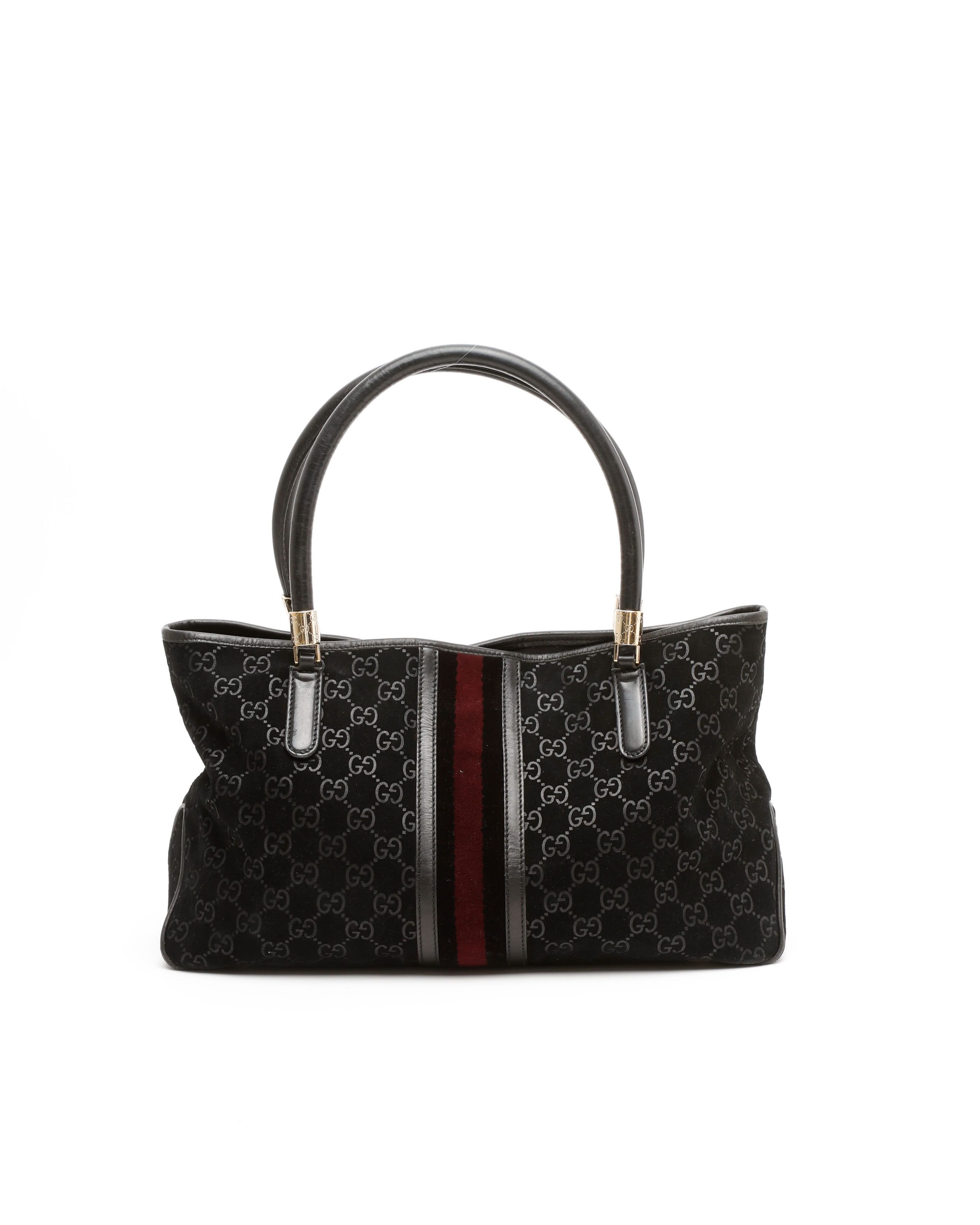 Gucci Gg Suede Tote Bag In Black