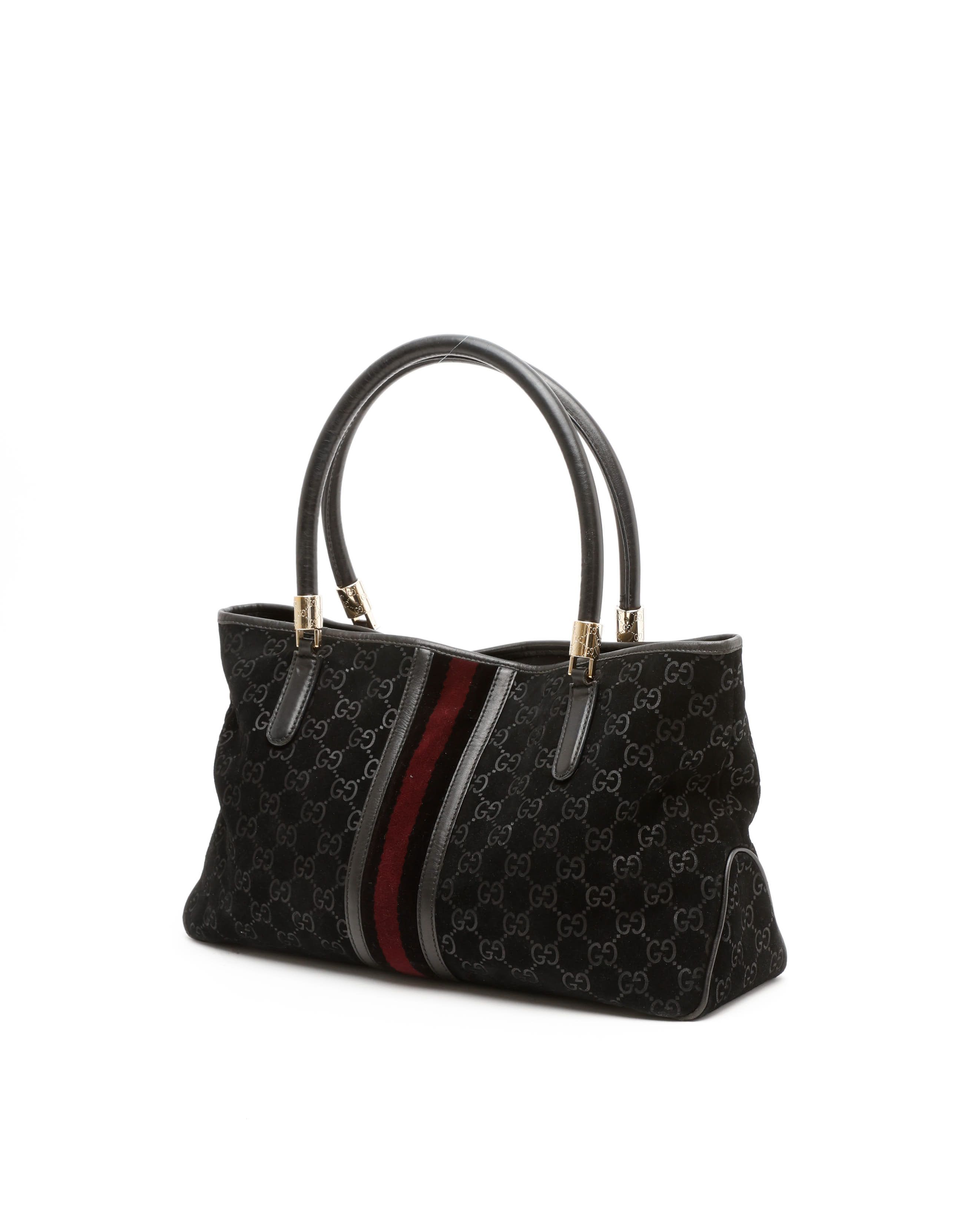 Gucci Gg Suede Tote Bag In Black