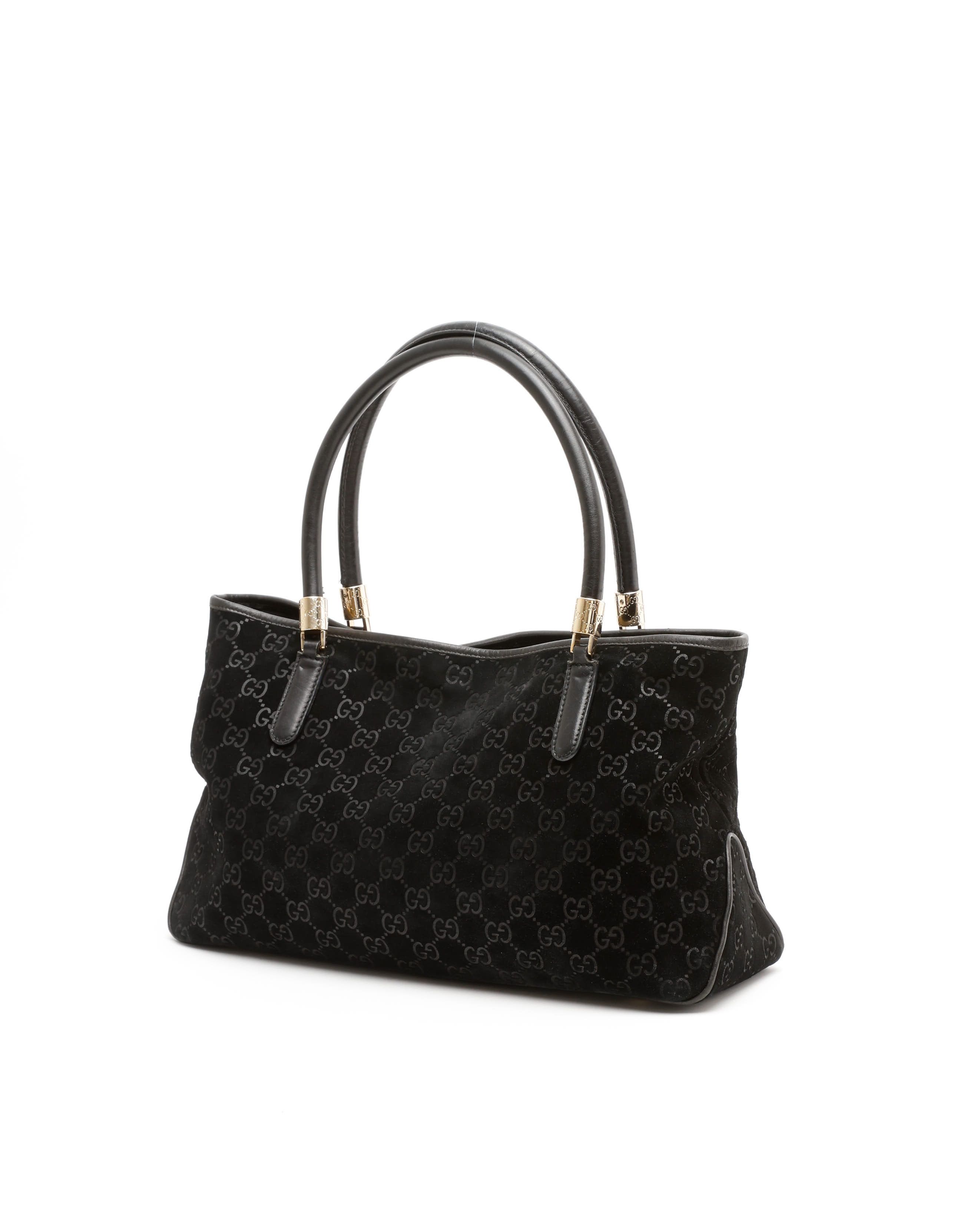 Gucci Gg Suede Tote Bag In Black