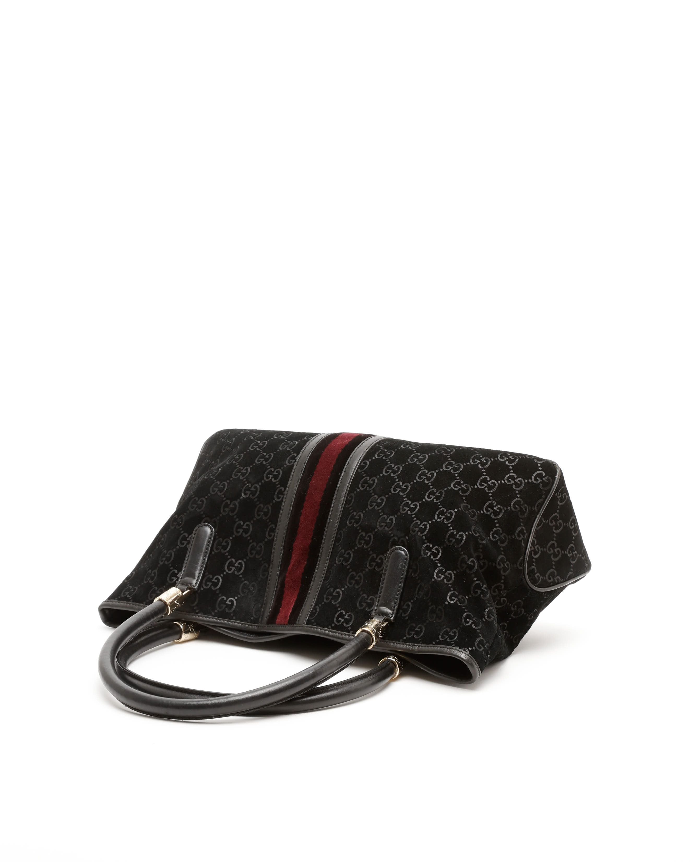 Gucci Gg Suede Tote Bag In Black
