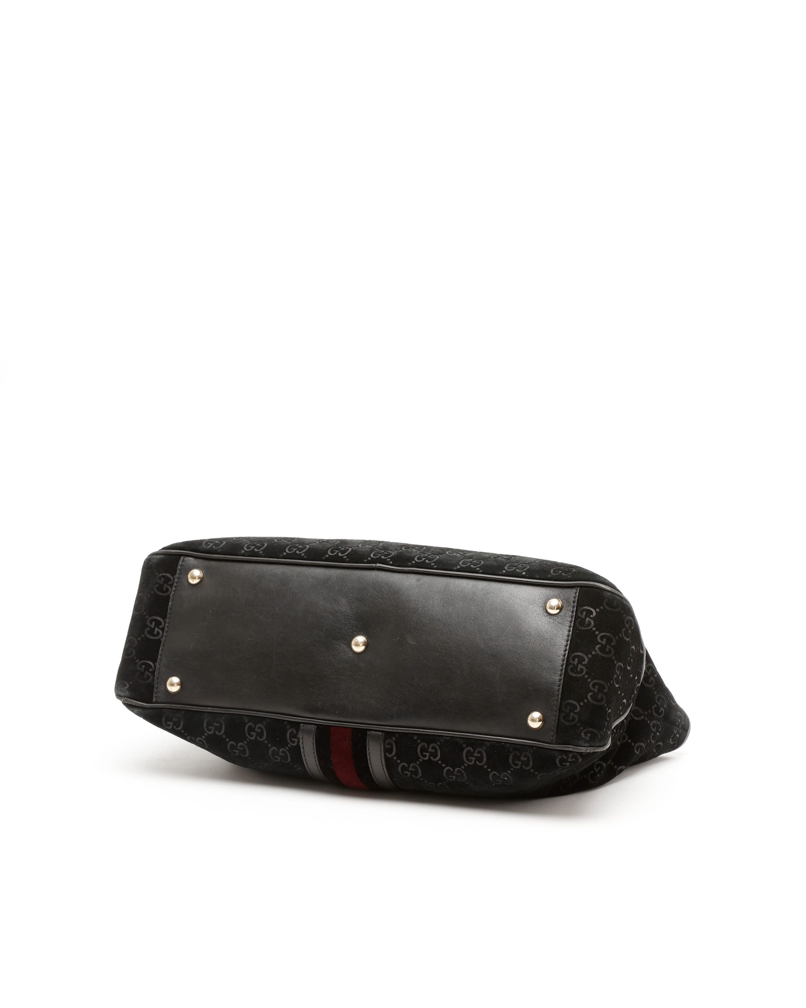 Gucci Gg Suede Tote Bag In Black