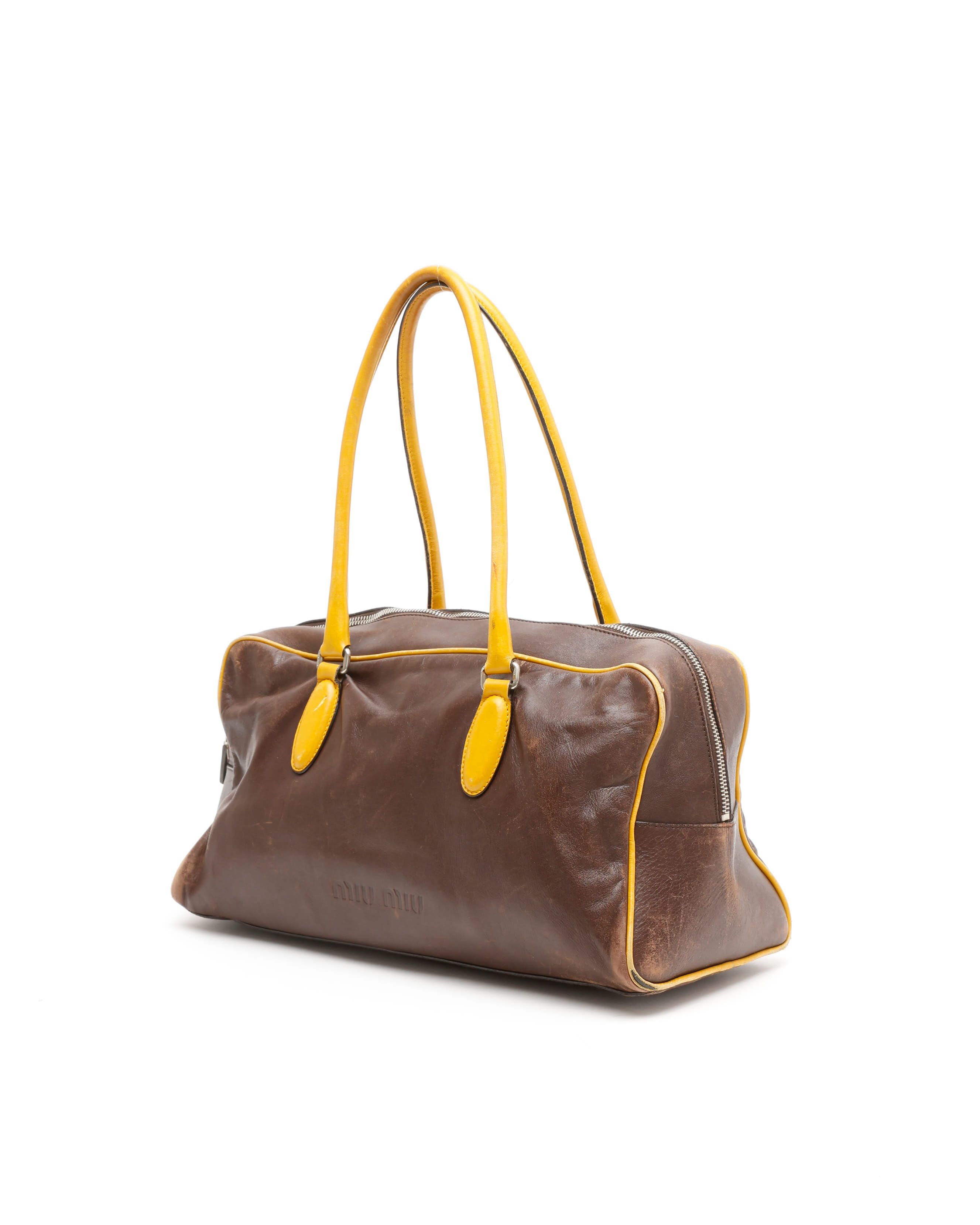 Miu Miu 90s Boston Bag In Brown