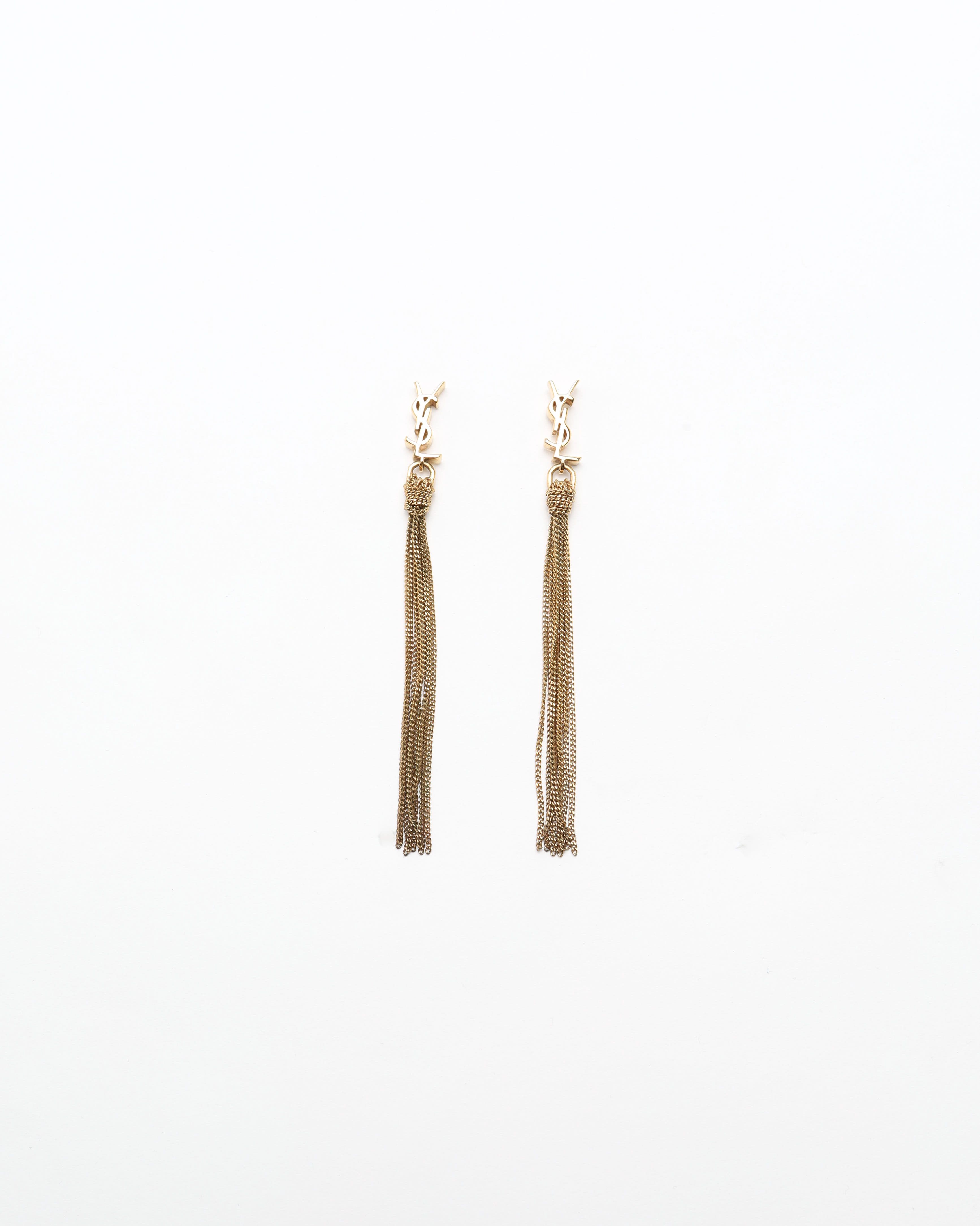 Saint Laurent Ysl Chain Earrings In Gold