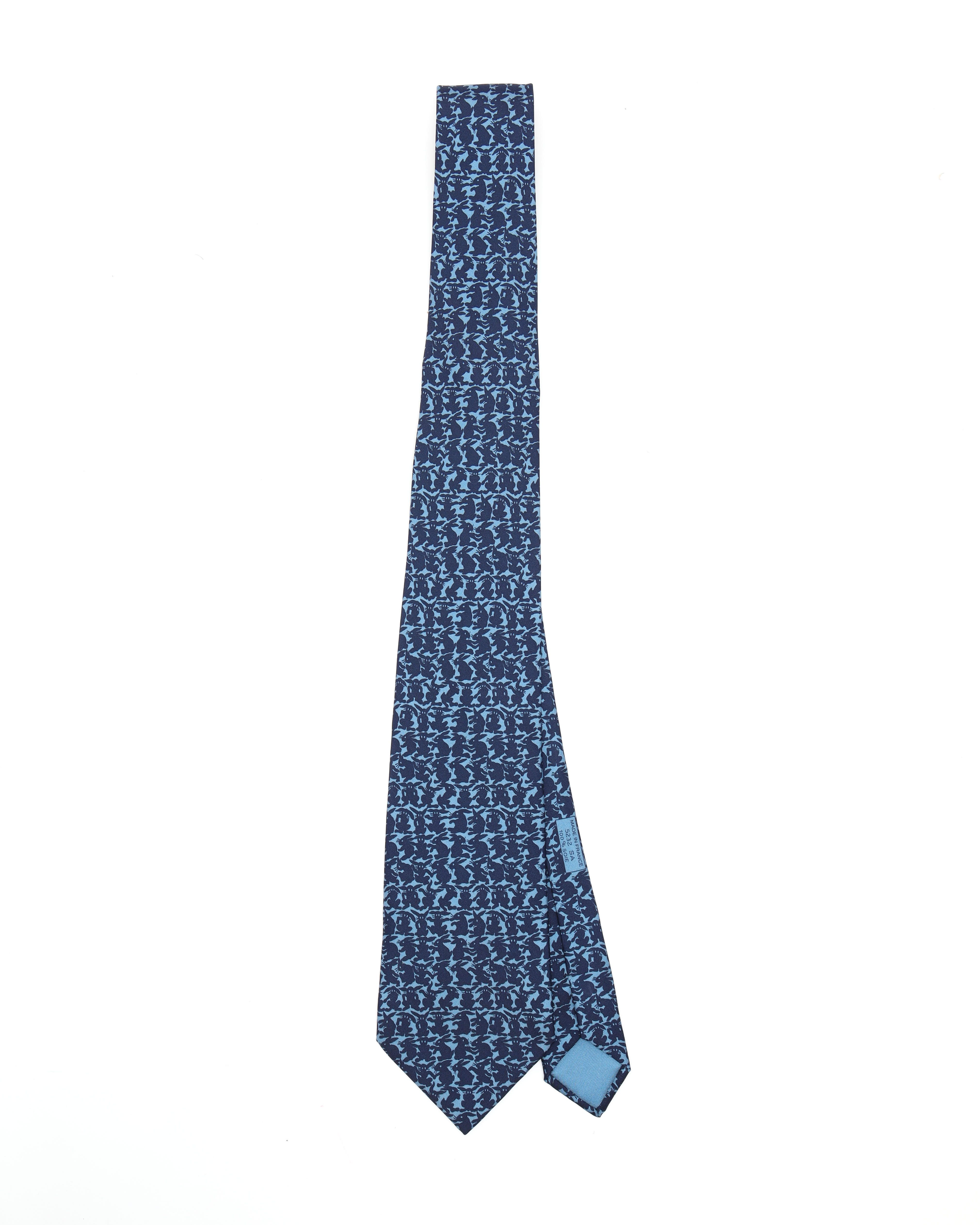 Pre-owned Hermes Hermès Silk Tie In Blue