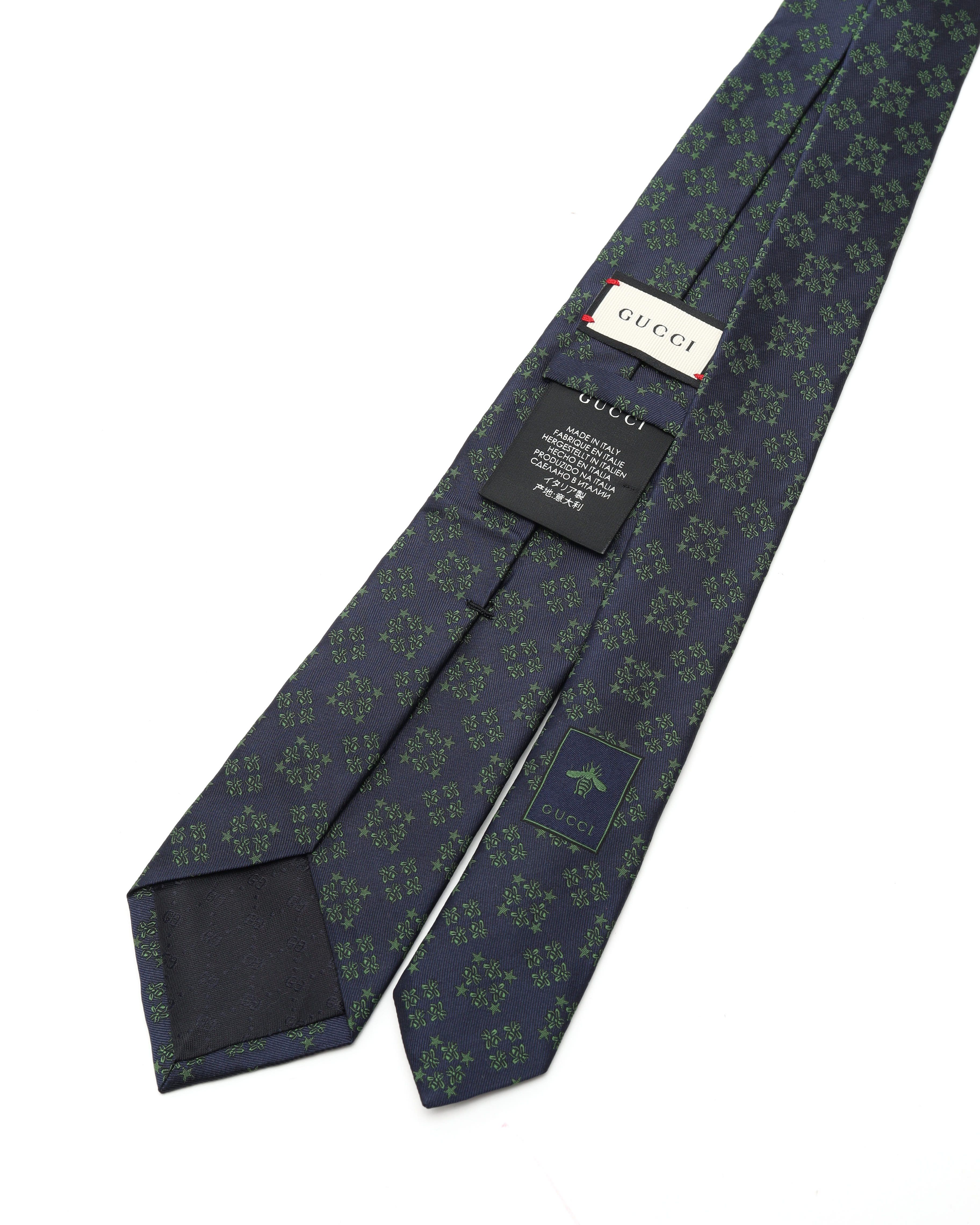 Gucci Bee Silk Tie In Blue