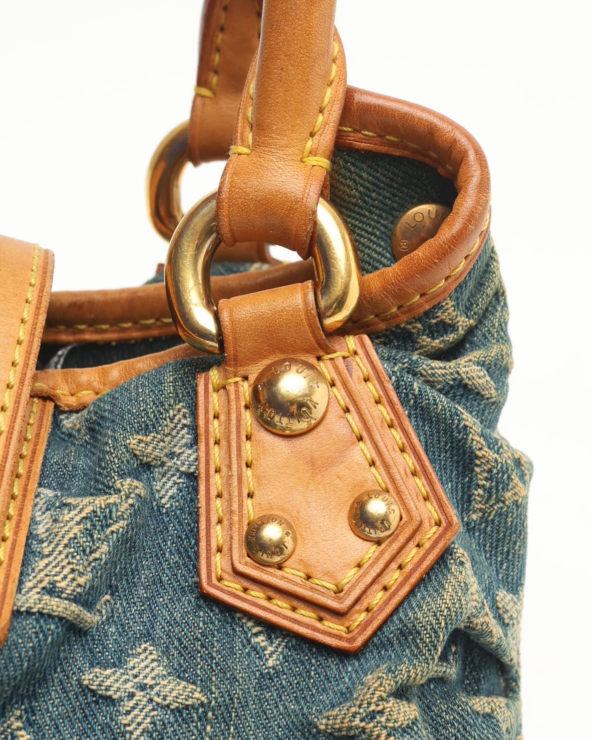 LOUIS VUITTON Pre-owned Monogram Denim Pleaty Handbag In Blue