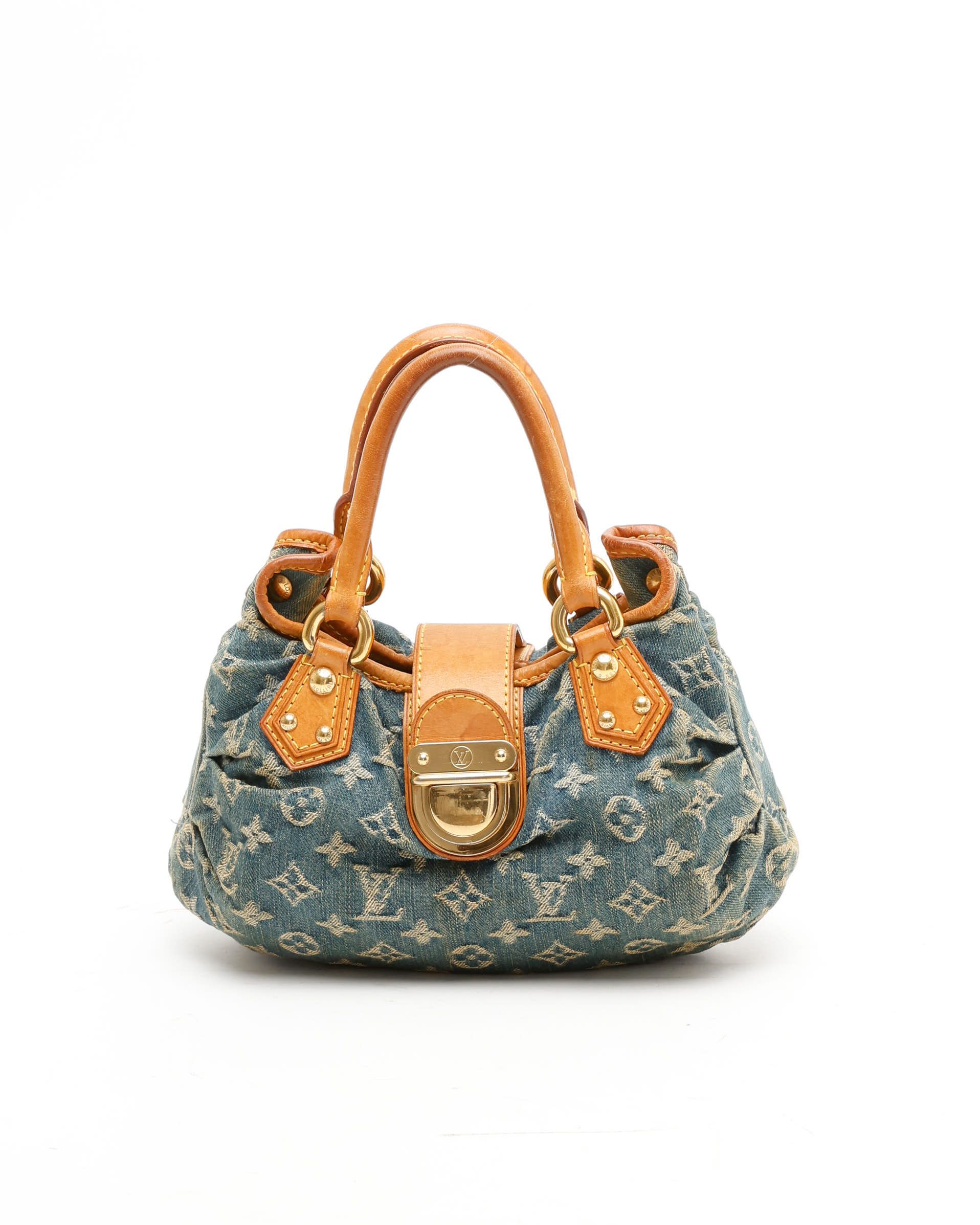 Pre-owned Louis Vuitton Monogram Denim Pleaty Handbag In Blue