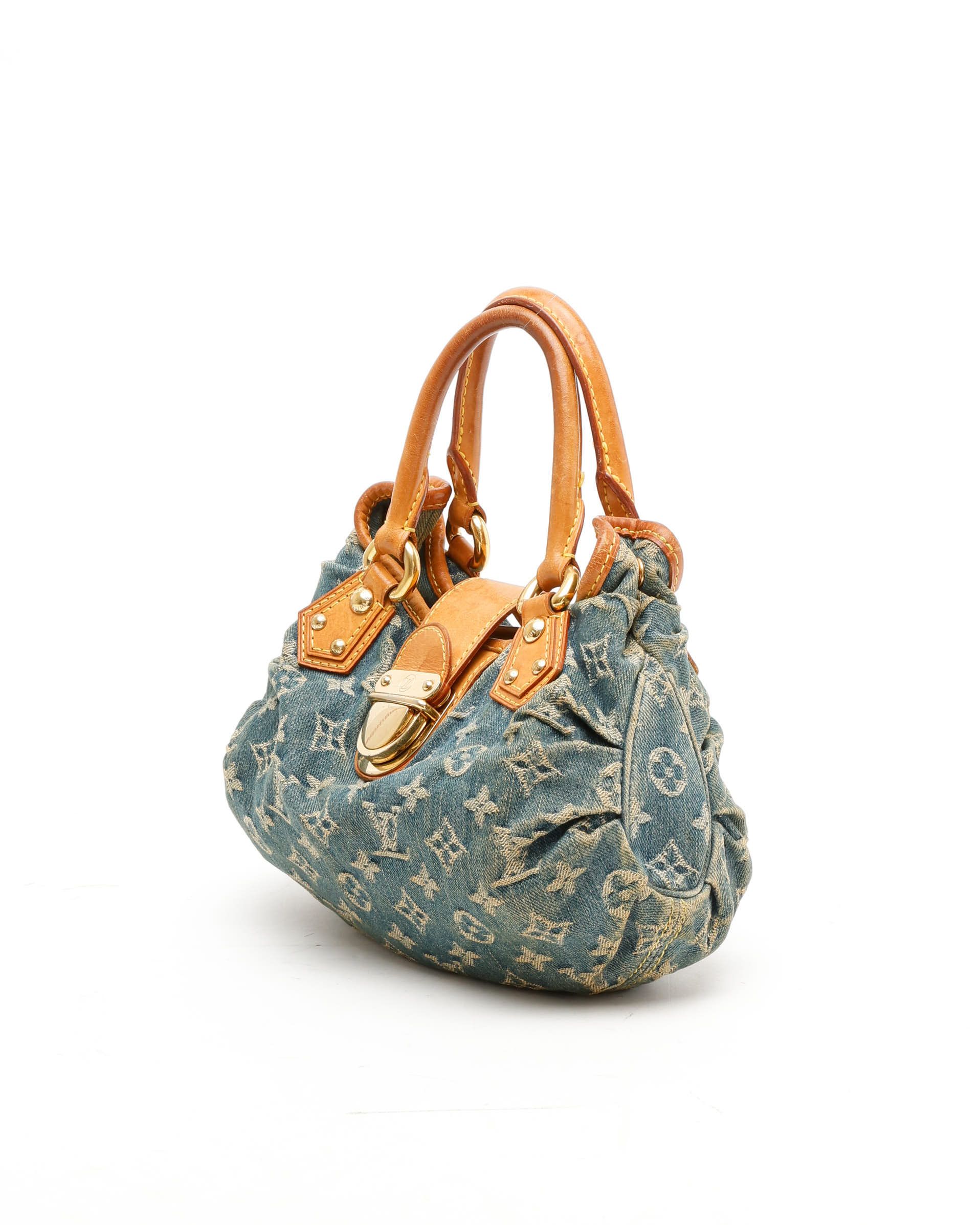 LOUIS VUITTON Pre-owned Monogram Denim Pleaty Handbag In Blue