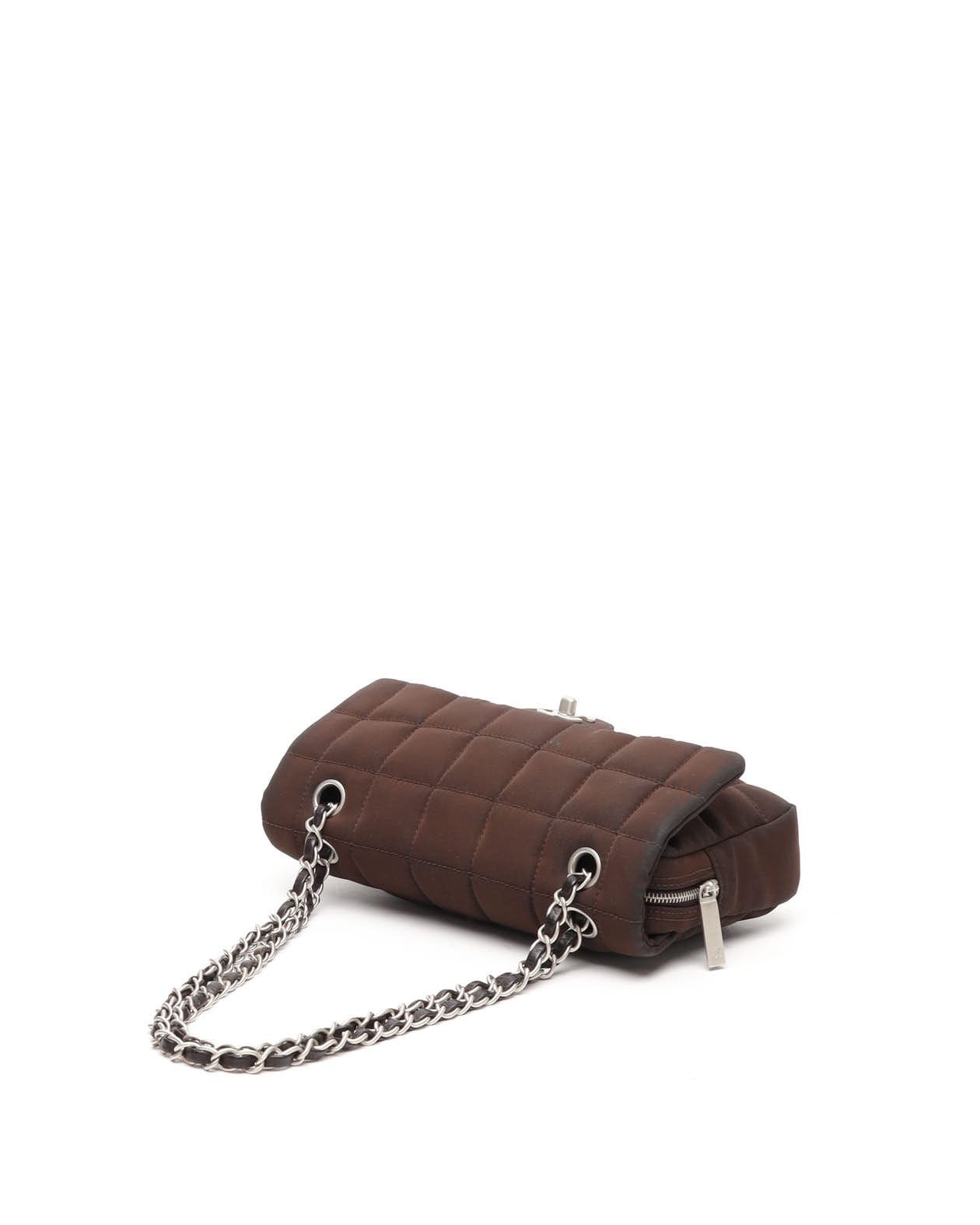 CHANEL Pre-owned Nylon Chocolate Bar Double Flap Bag In Brown