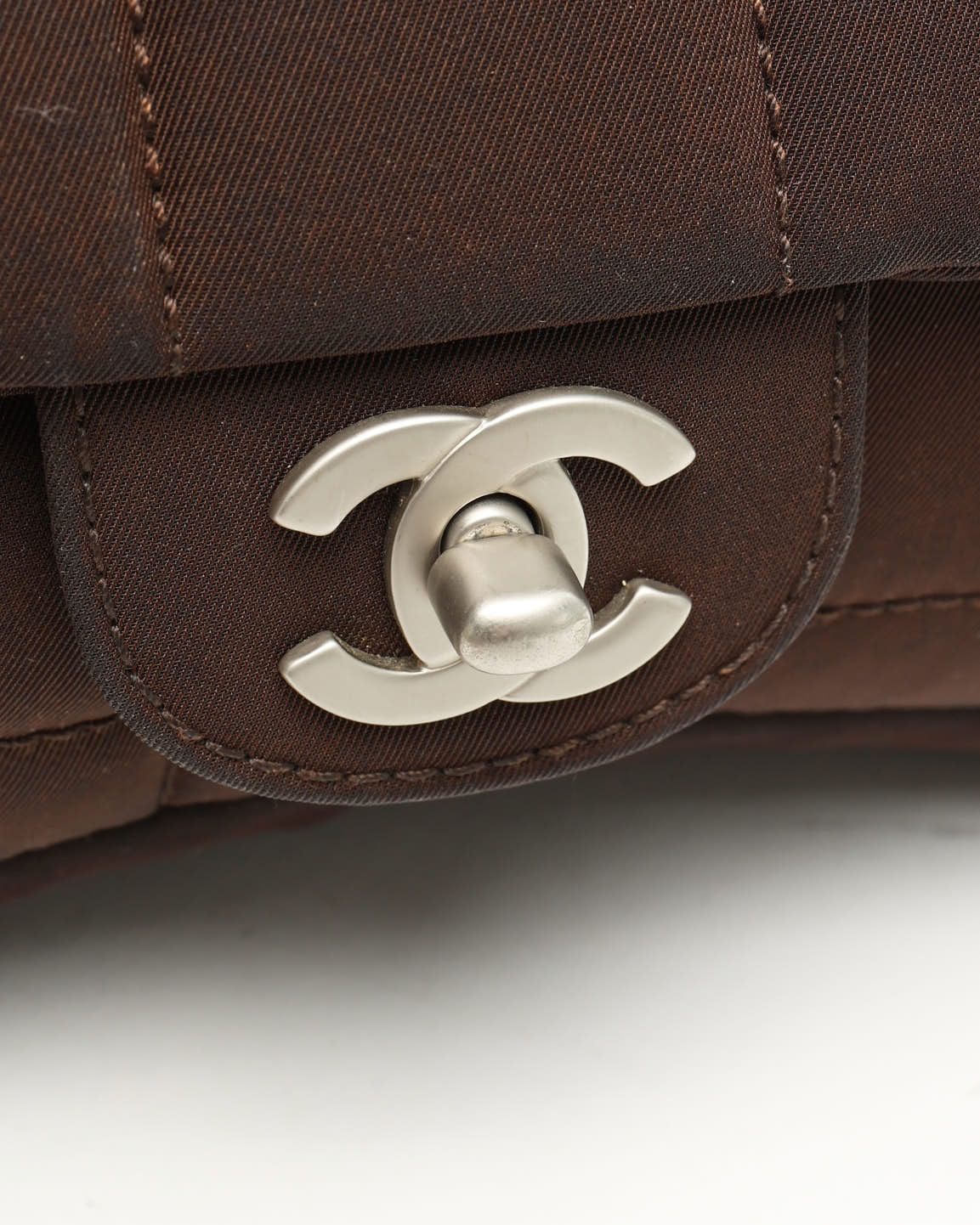CHANEL Pre-owned Nylon Chocolate Bar Double Flap Bag In Brown