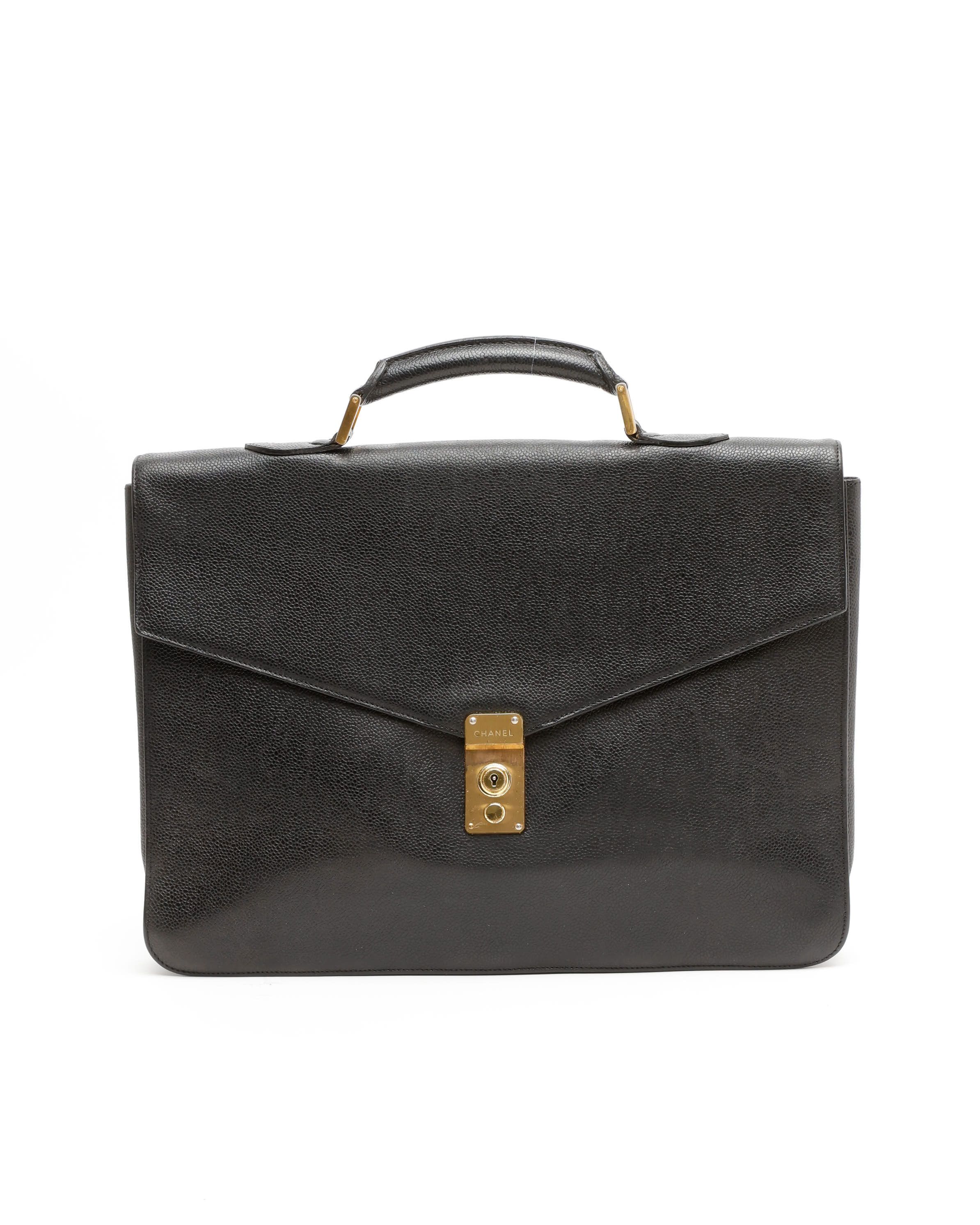 Click to view more detailed imagery on our partner's website Pre-owned Chanel Caviar Picolore Business Bag In Black