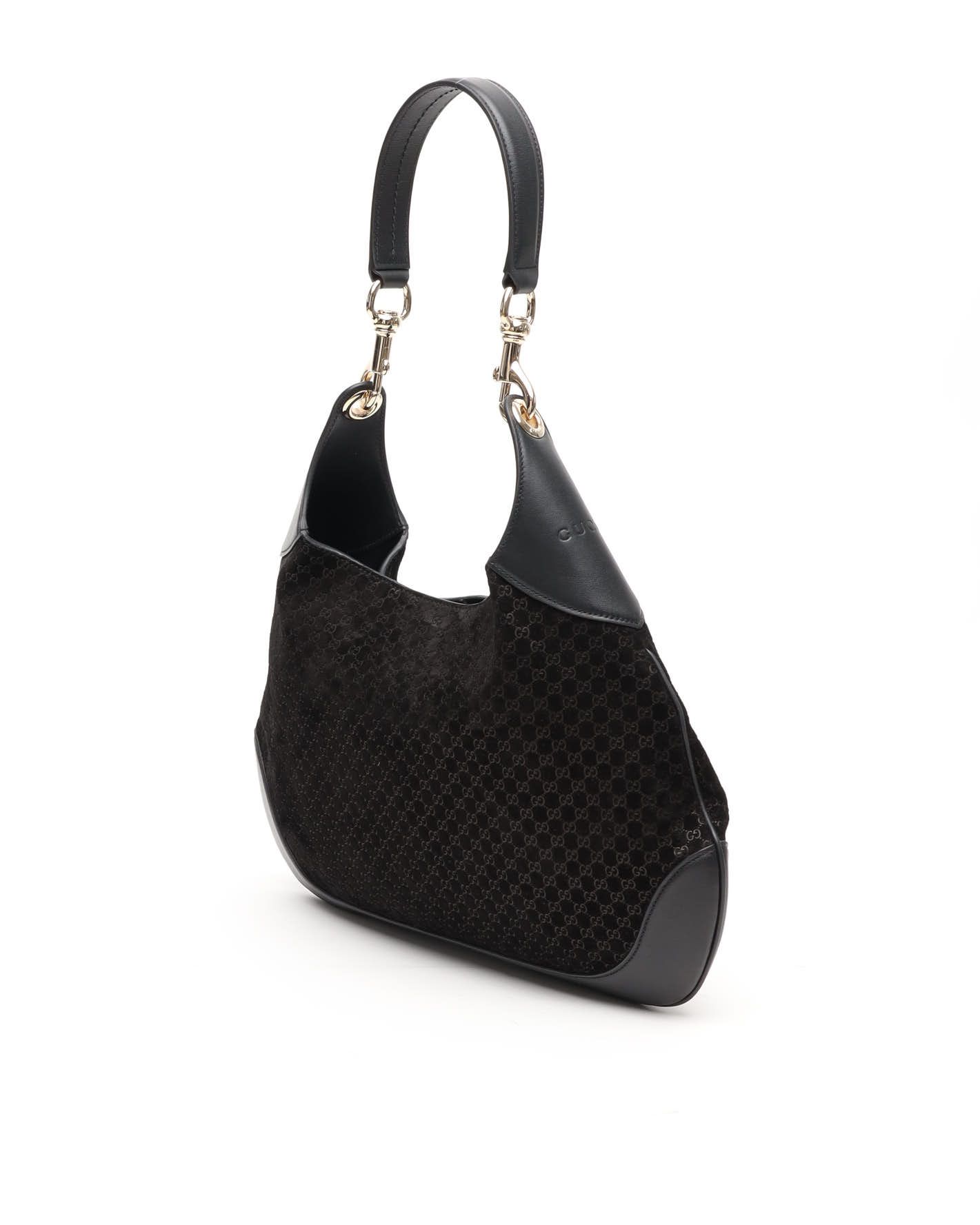 Gucci Micro Gg B Shoulder Bag In Black