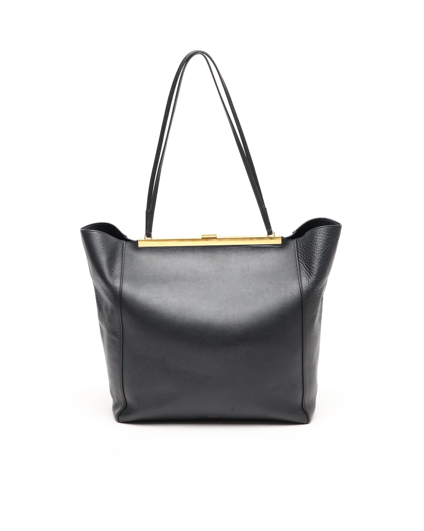 Celine Céline Clasp Tote Bag In Black