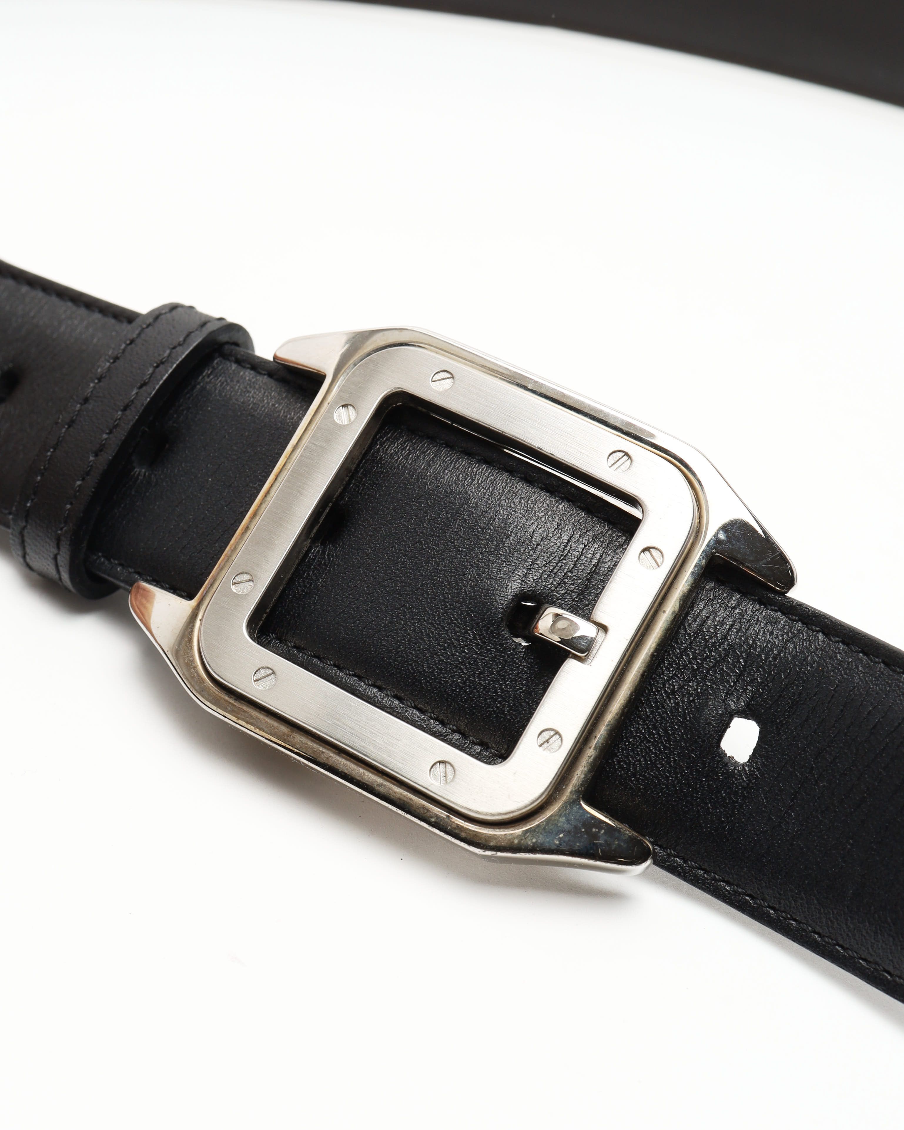 Cartier Santos De  Leather Belt In Black